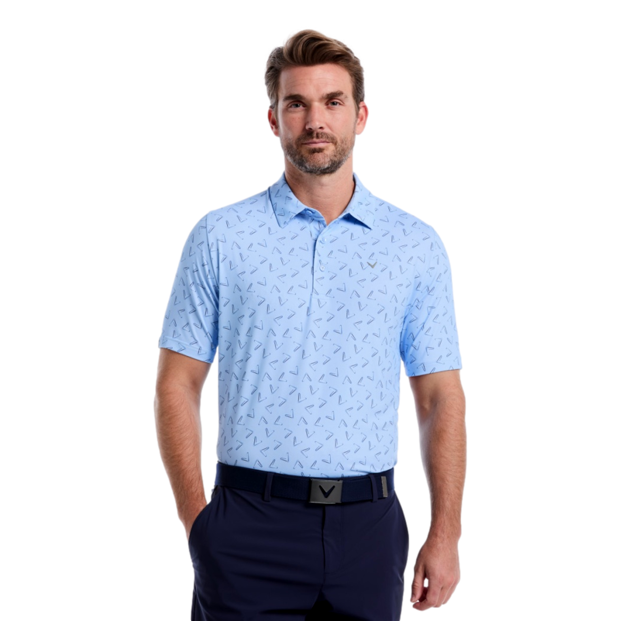 All Over Large Chevron Print Men's Short Sleeve Golf Polo Shirt