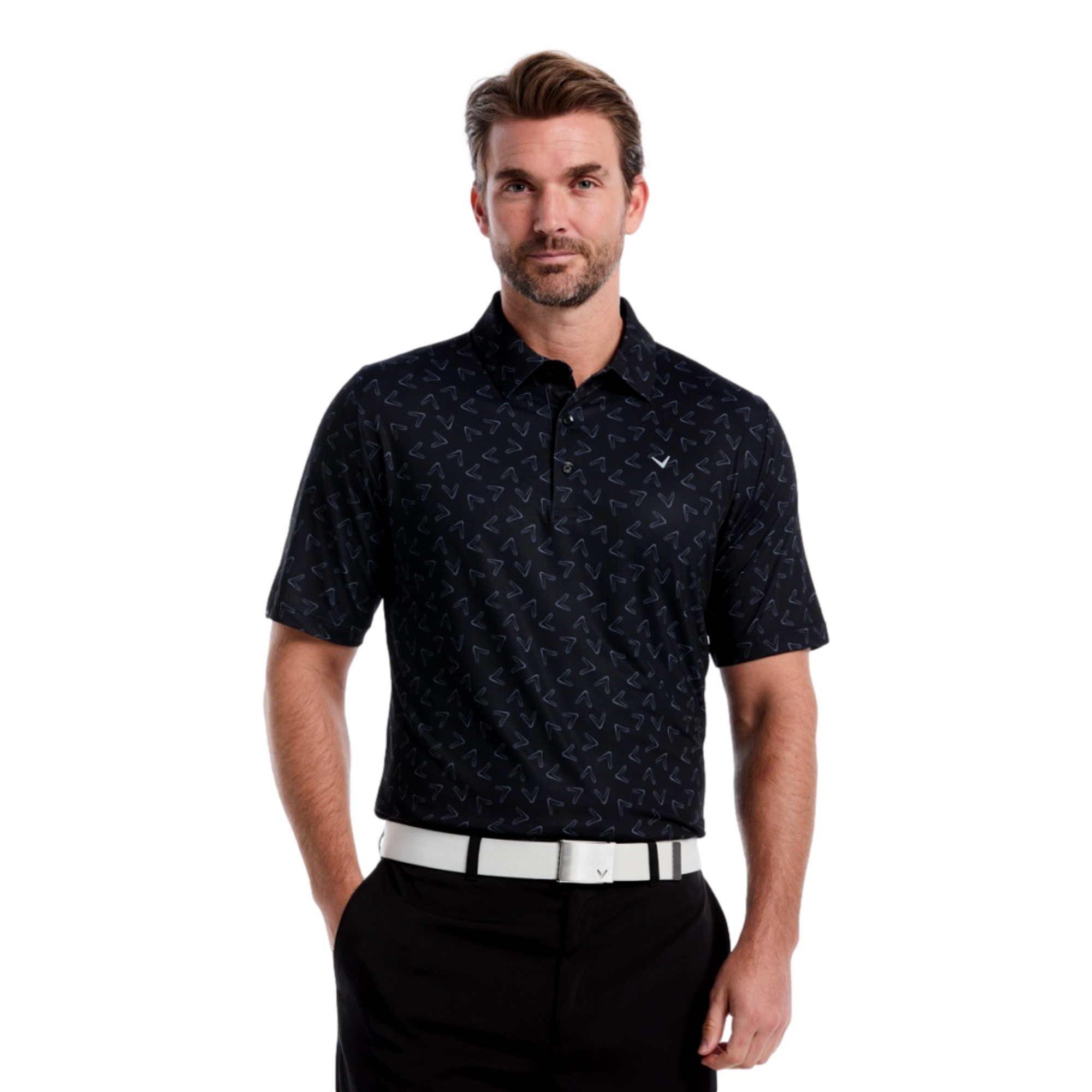 All Over Large Chevron Print Men's Short Sleeve Golf Polo Shirt