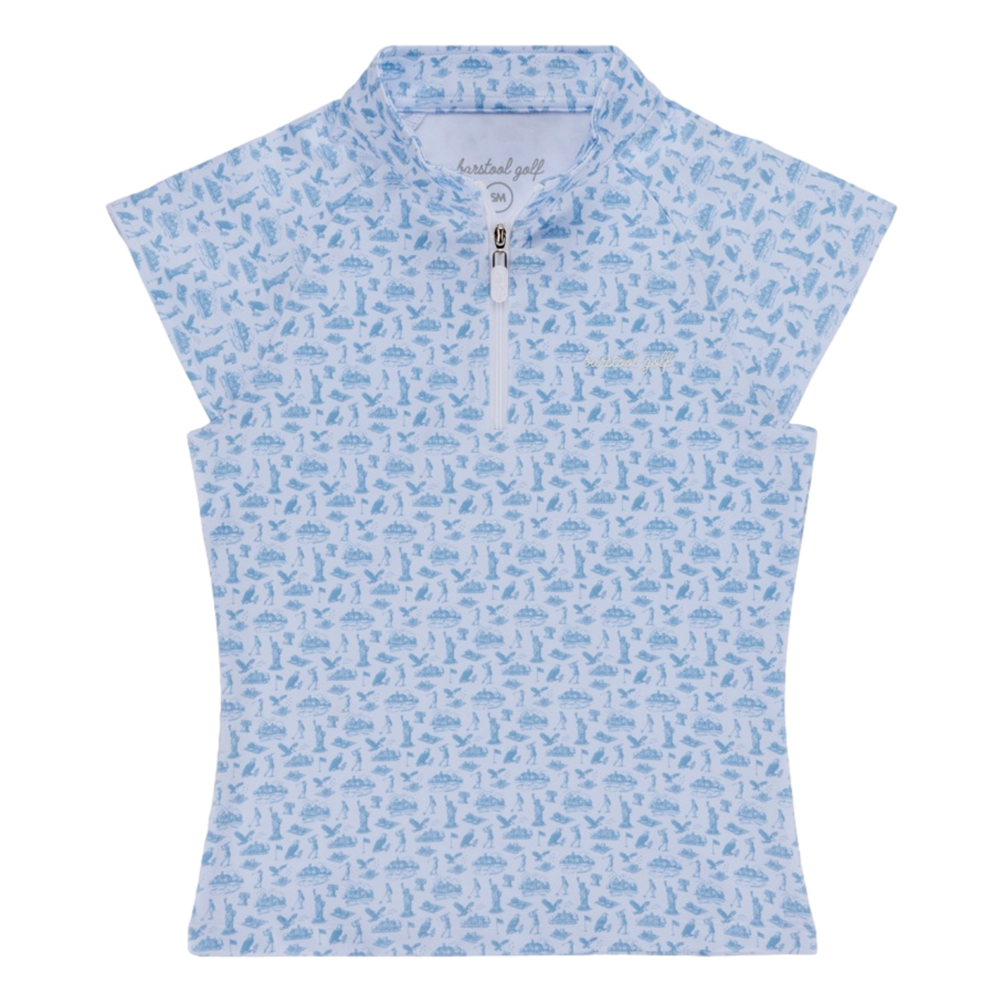 Americana Print Quarter Zip Women's Short Sleeve Golf Polo Shirt