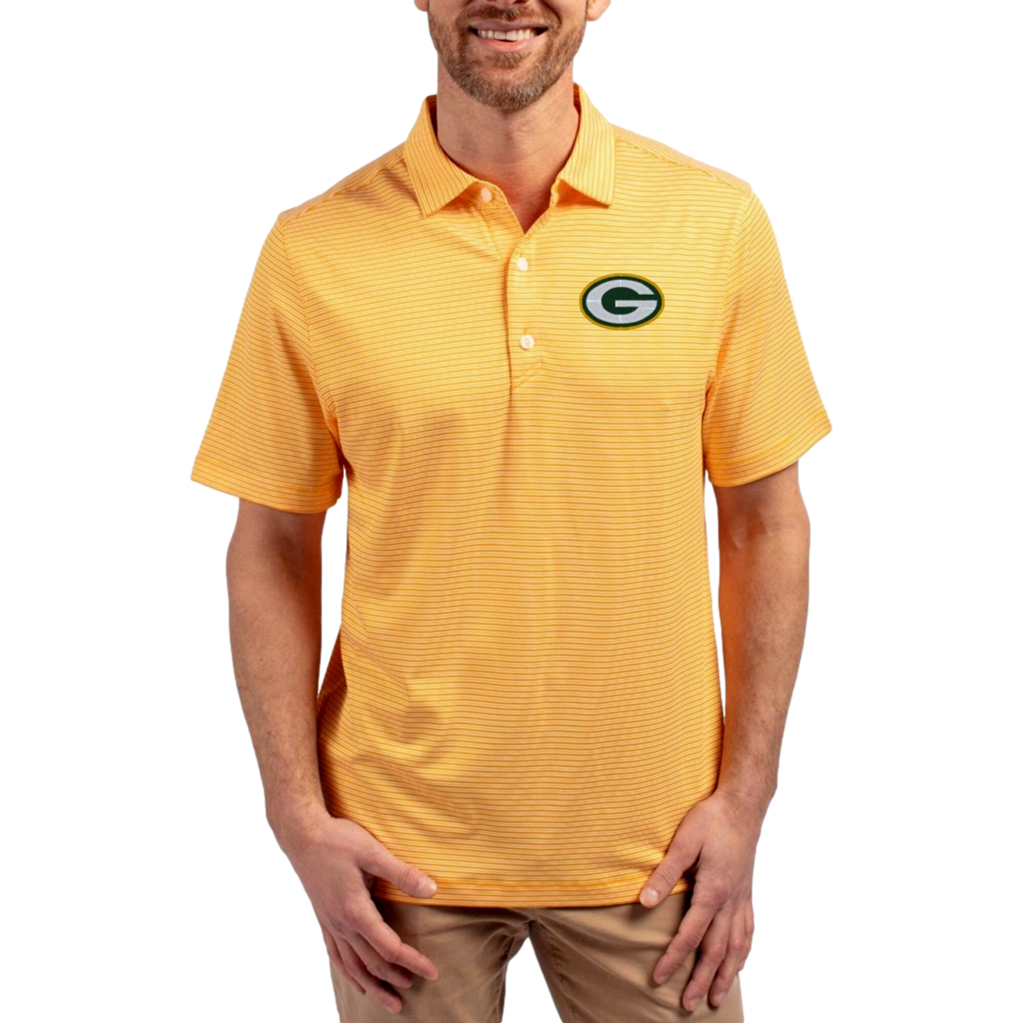 Green Bay Packers Forge Eco Double Stripe Men's Short Sleeve Golf Polo Shirt