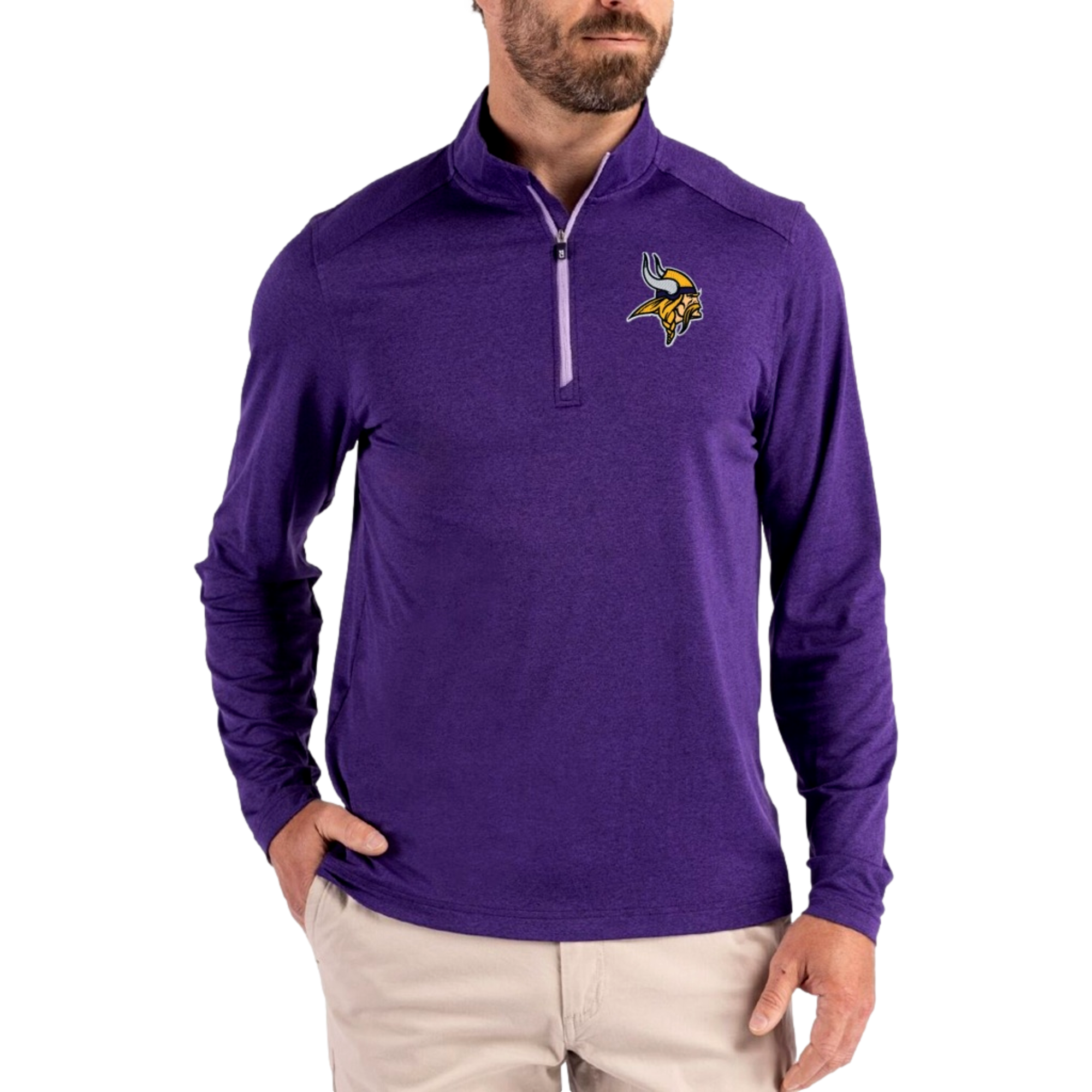 Cutter & Buck Minnesota Vikings Coastline Epic Comfort Men's Golf Quarter Zip