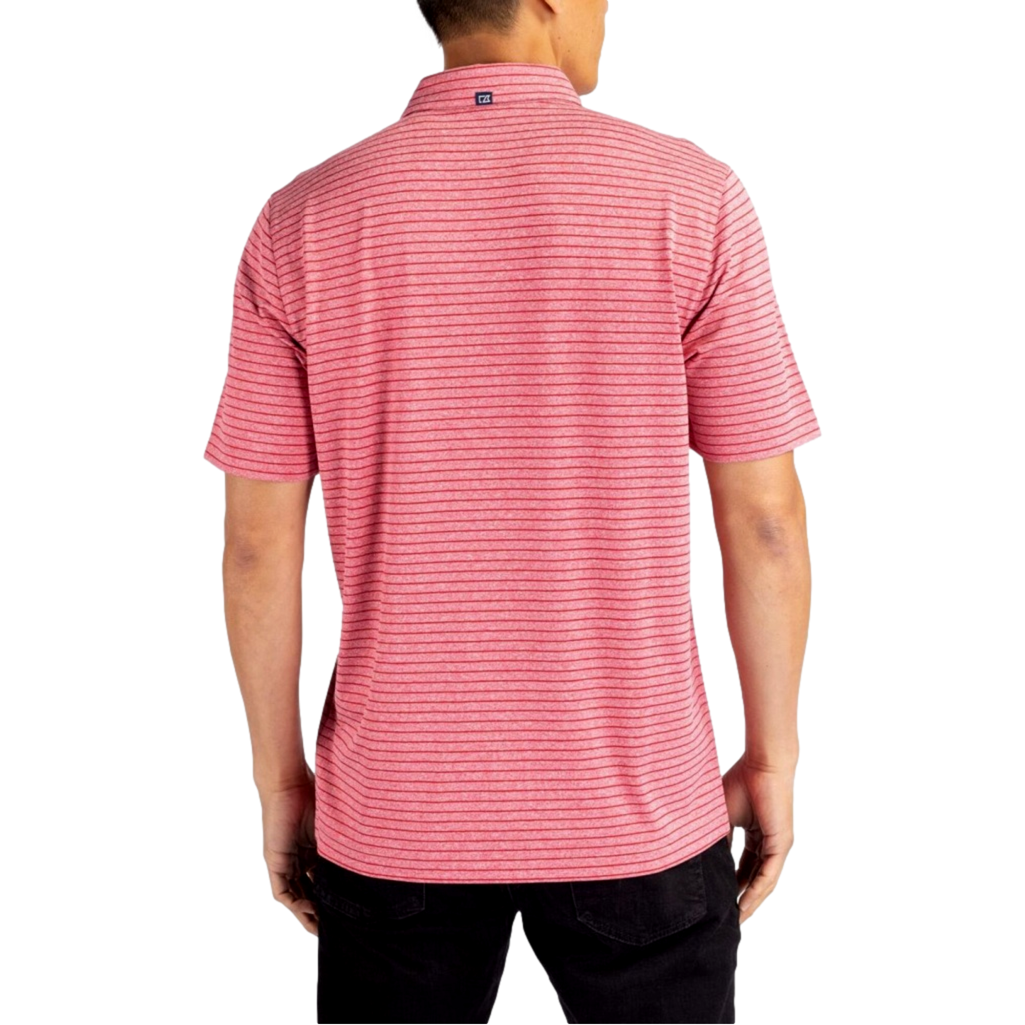 New England Patriots Forge Eco Heather Striped Men's Short Sleeve Golf Polo Shirt