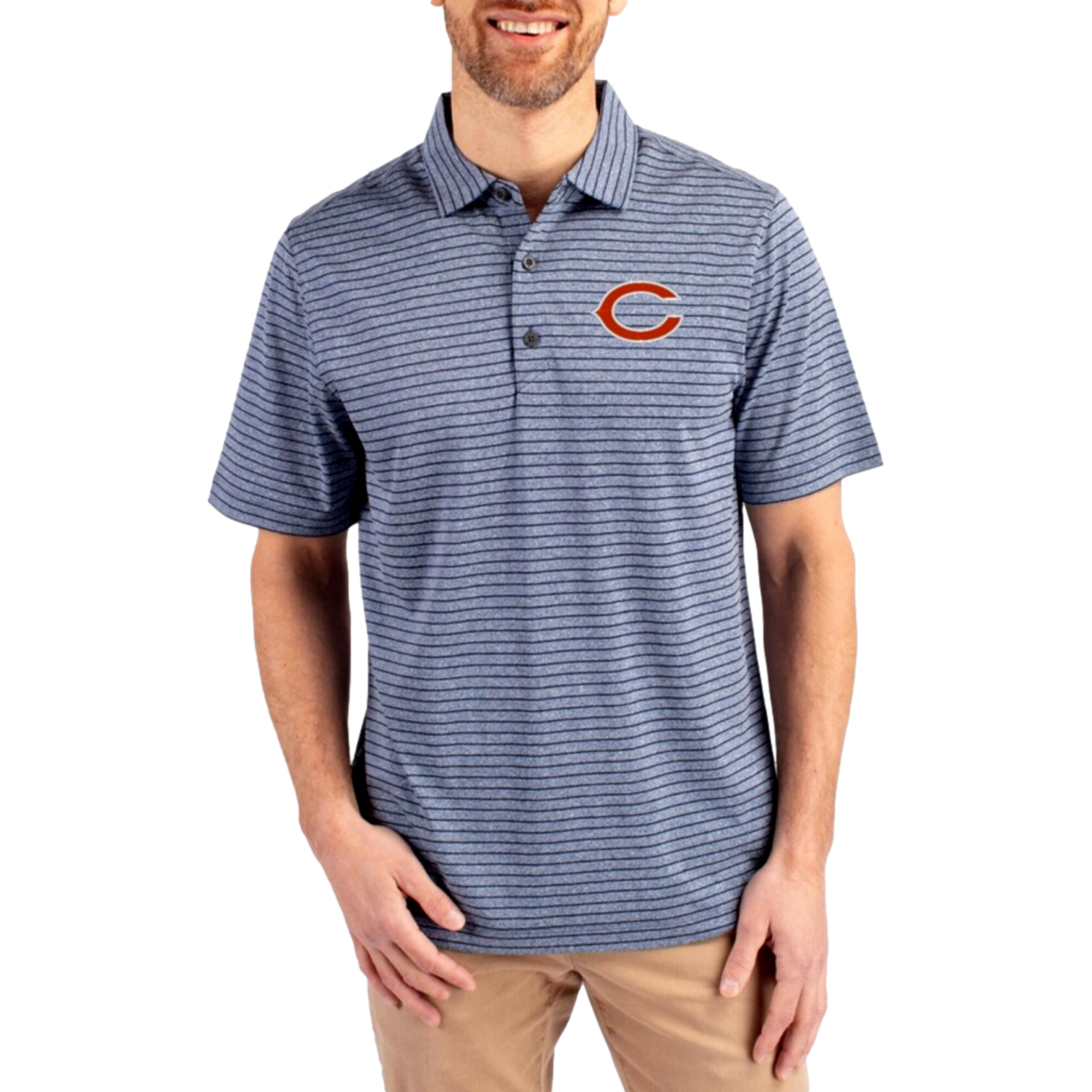 Chicago Bears Forge Eco Heather Stripe Men's Short Sleeve Golf Polo Shirt