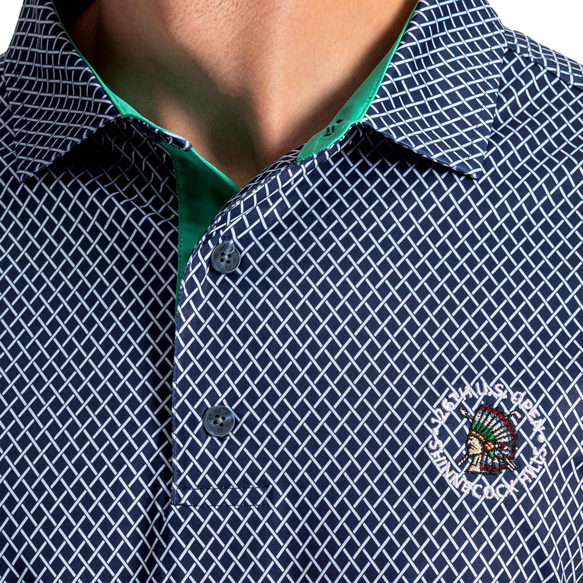 US Open Lisle Locker Grid Print Men's Golf Polo Shirt