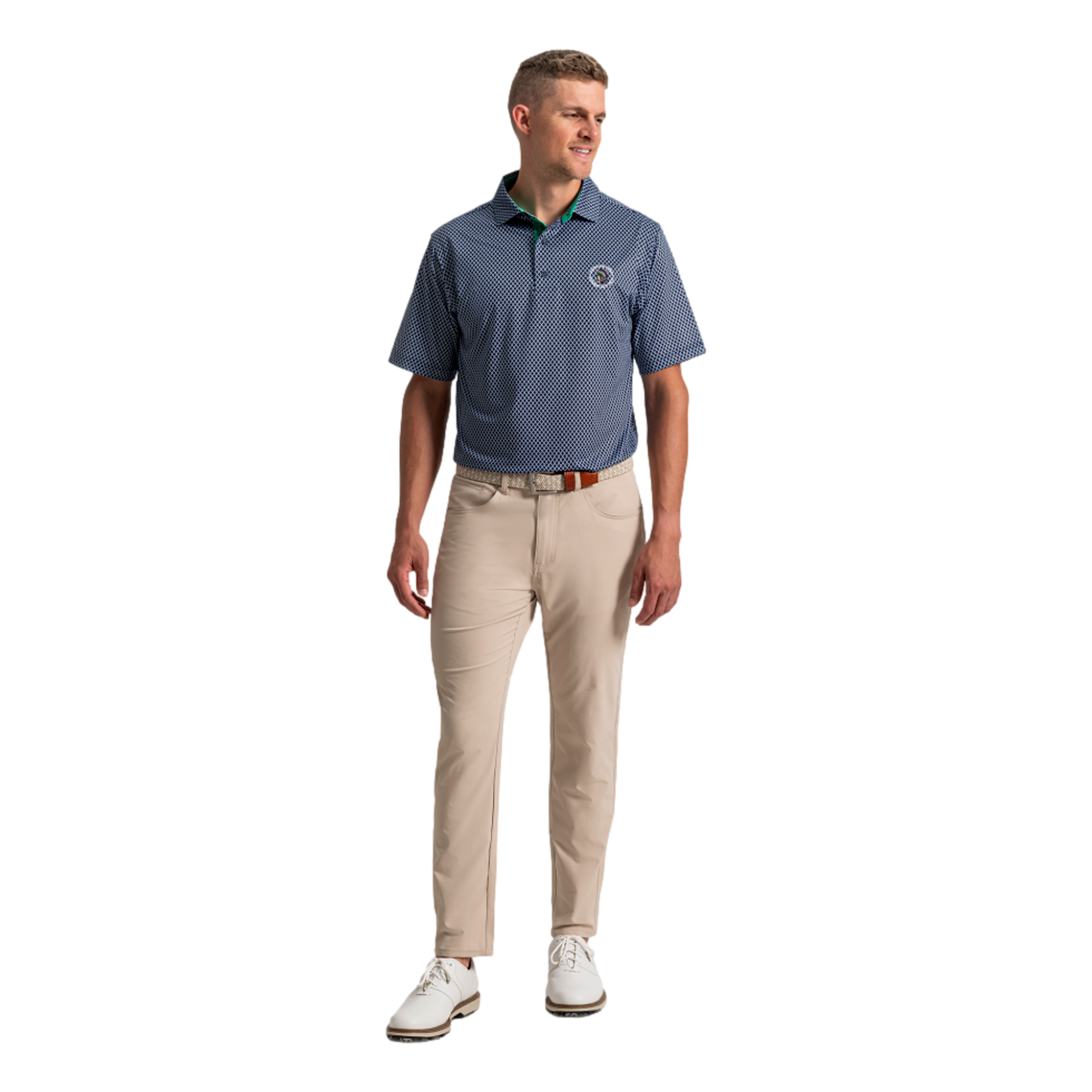 US Open Lisle Locker Grid Print Men's Golf Polo Shirt