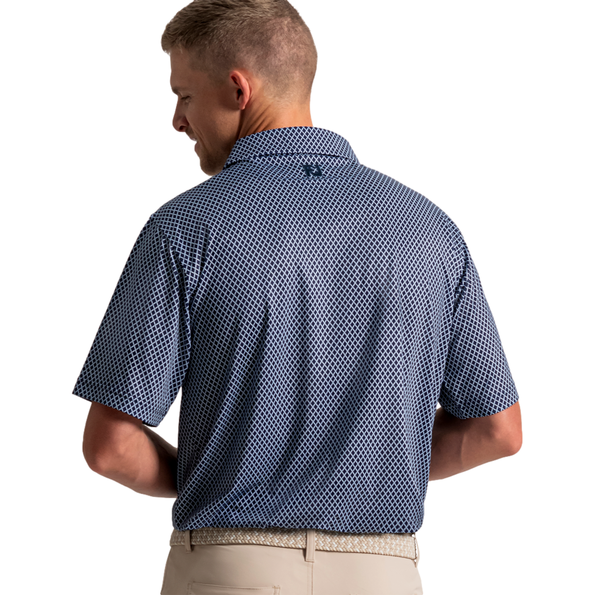 US Open Lisle Locker Grid Print Men's Golf Polo Shirt