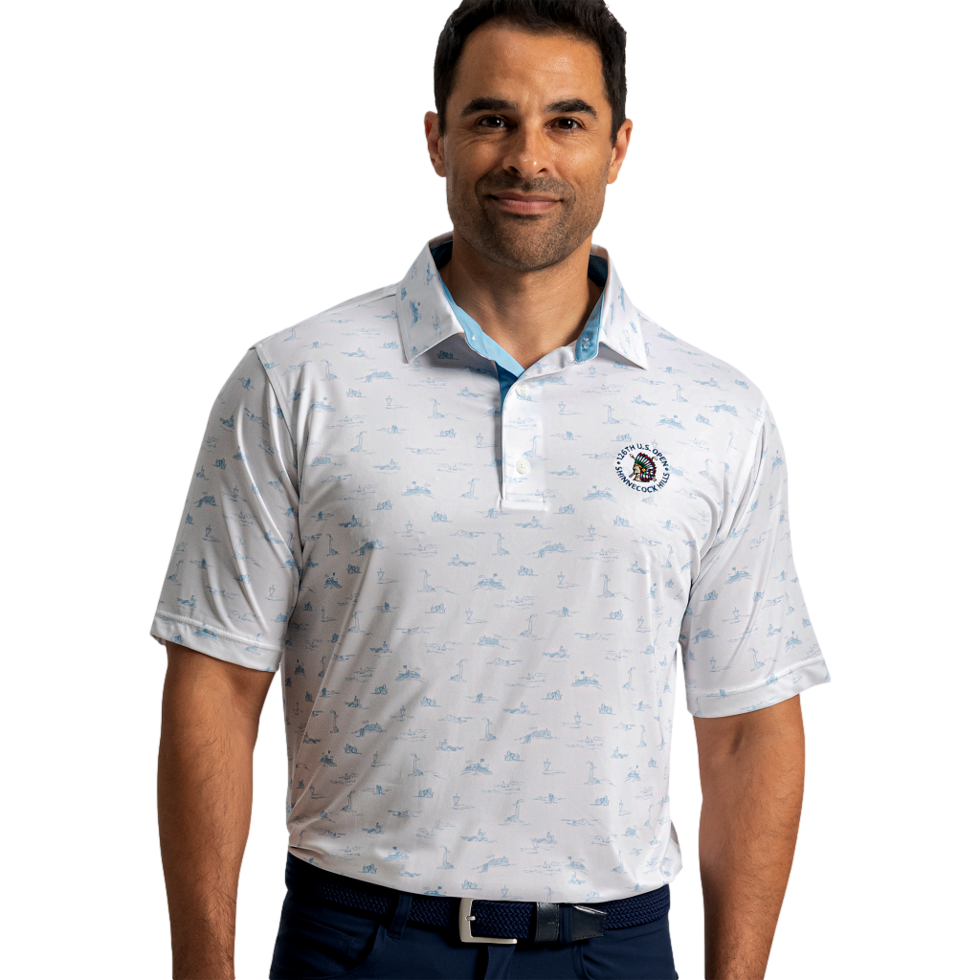 US Open Lisle Toile Print Men's Golf Polo Shirt