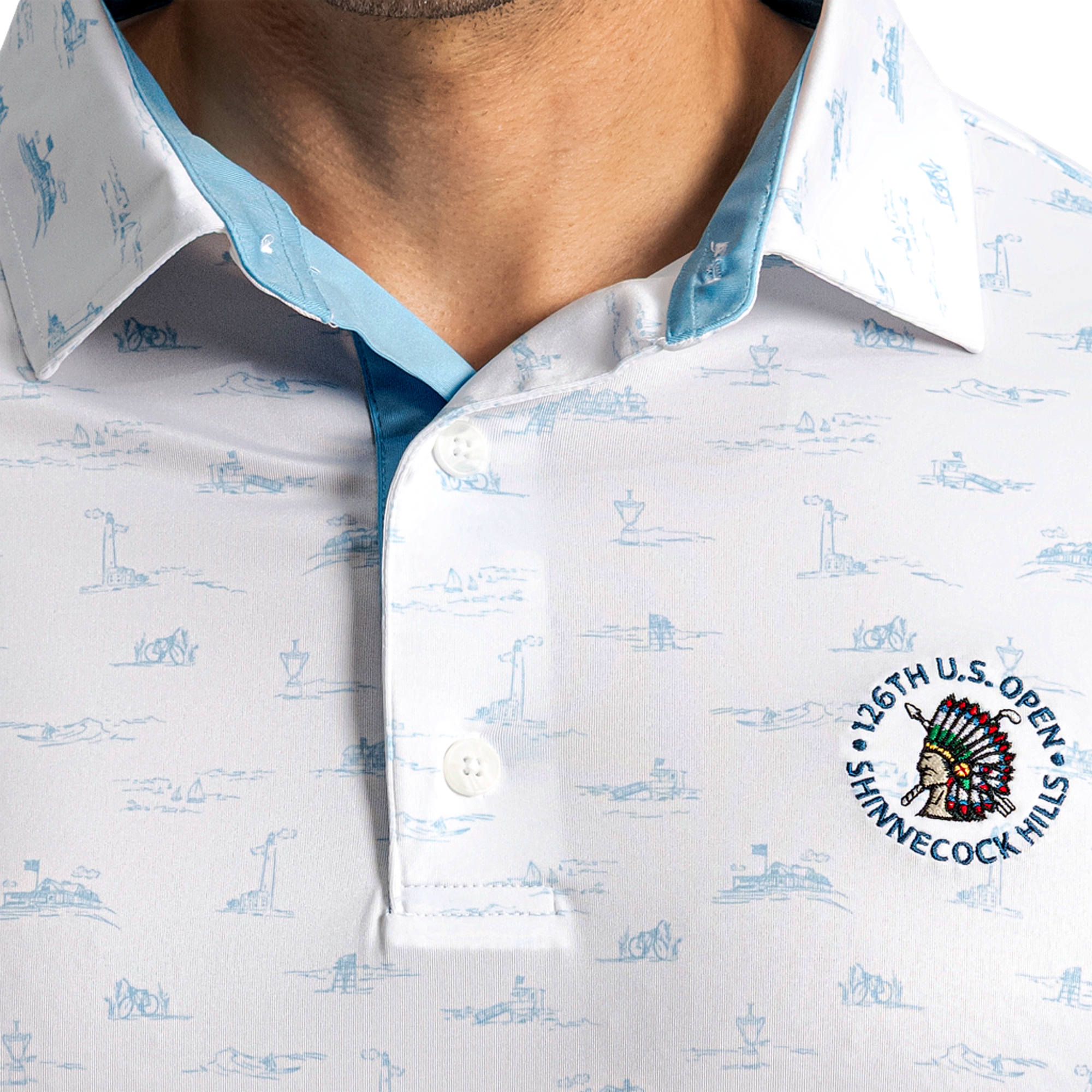 US Open Lisle Toile Print Men's Golf Polo Shirt