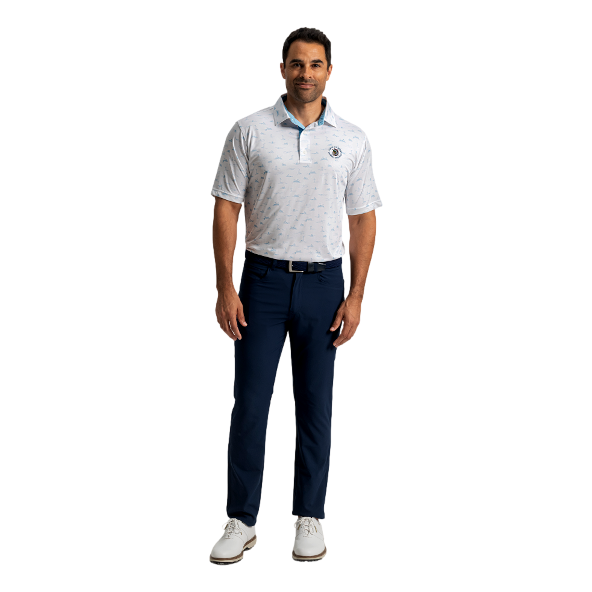 US Open Lisle Toile Print Men's Golf Polo Shirt