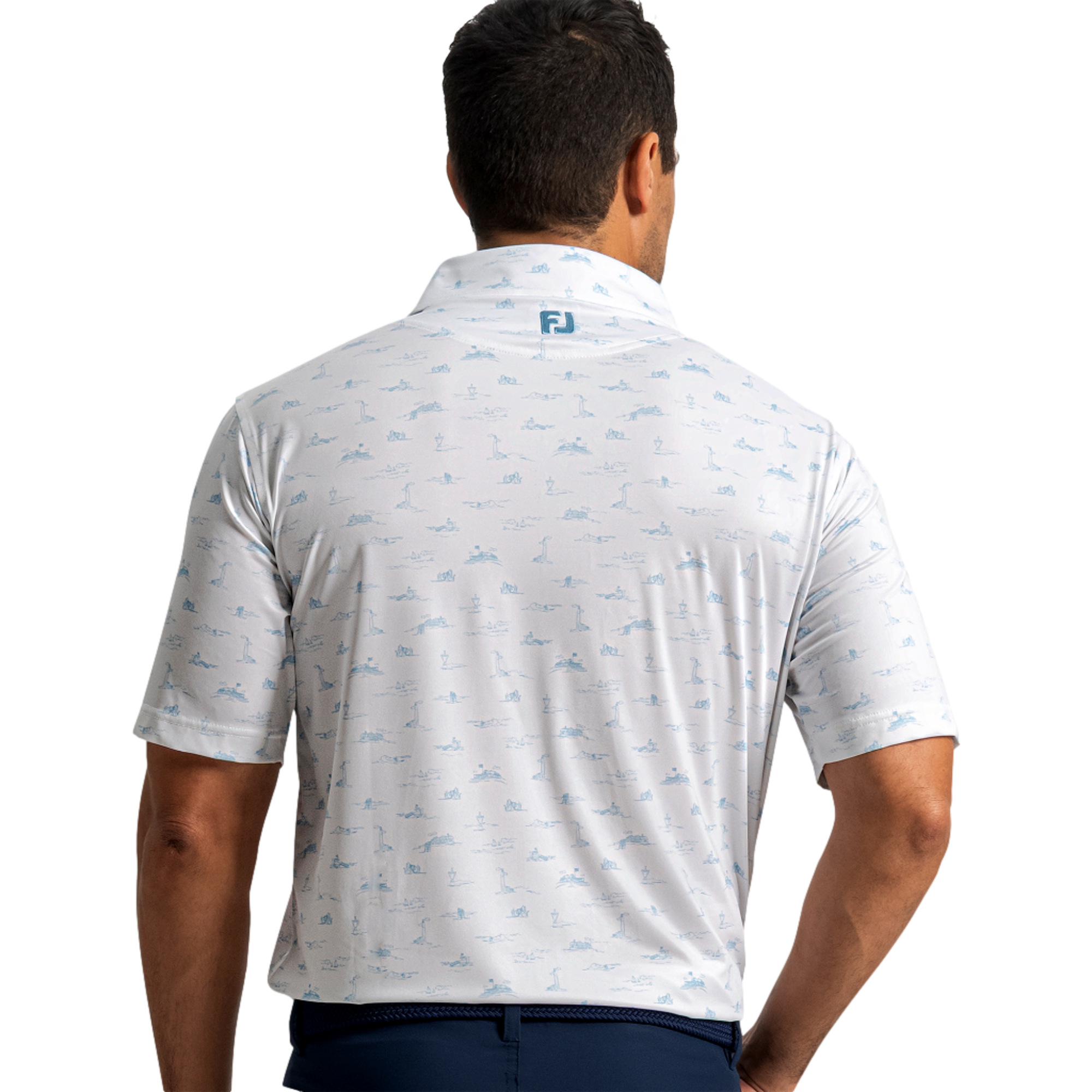 US Open Lisle Toile Print Men's Golf Polo Shirt