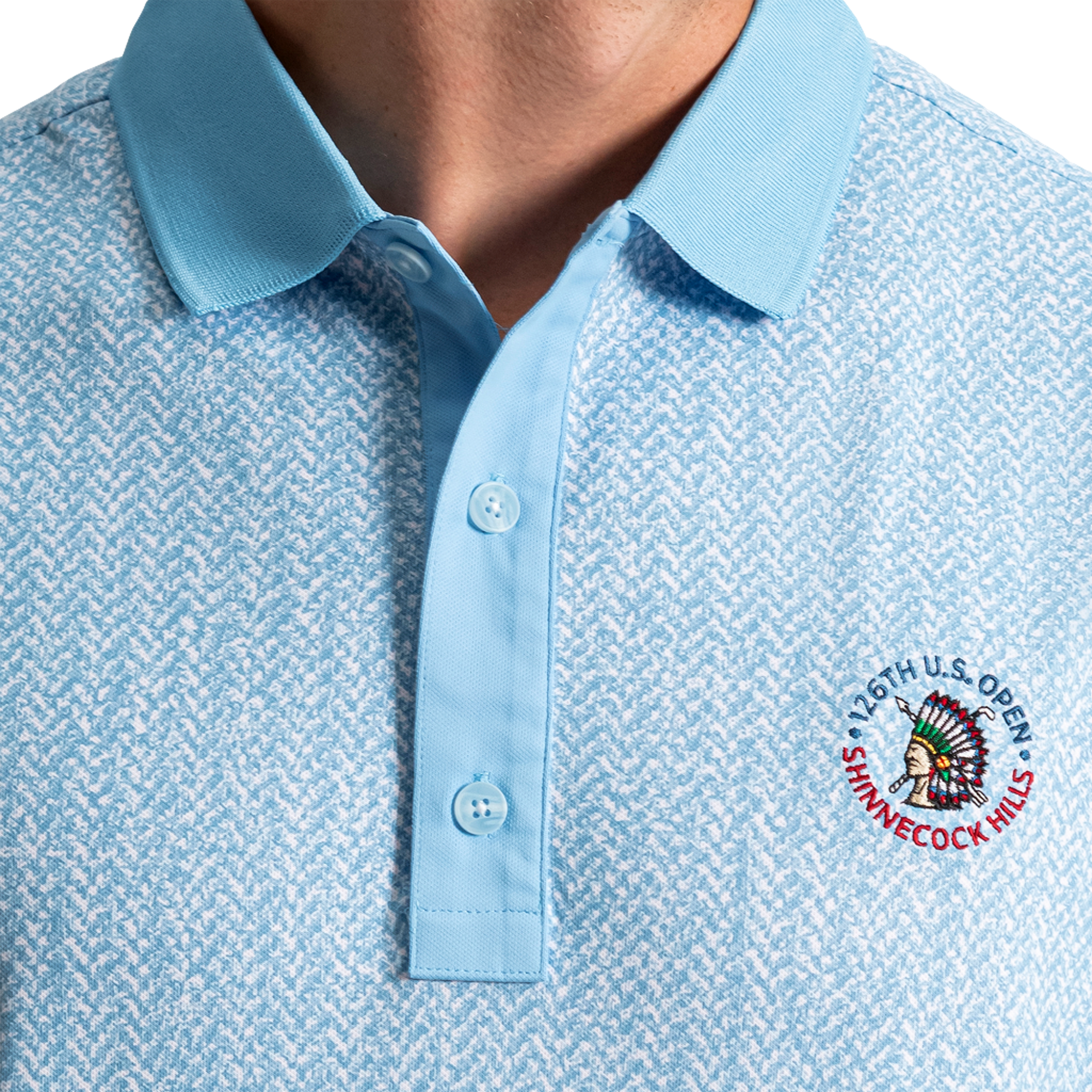 US Open Pique Herringbone Texture Print Men's Golf Polo Shirt