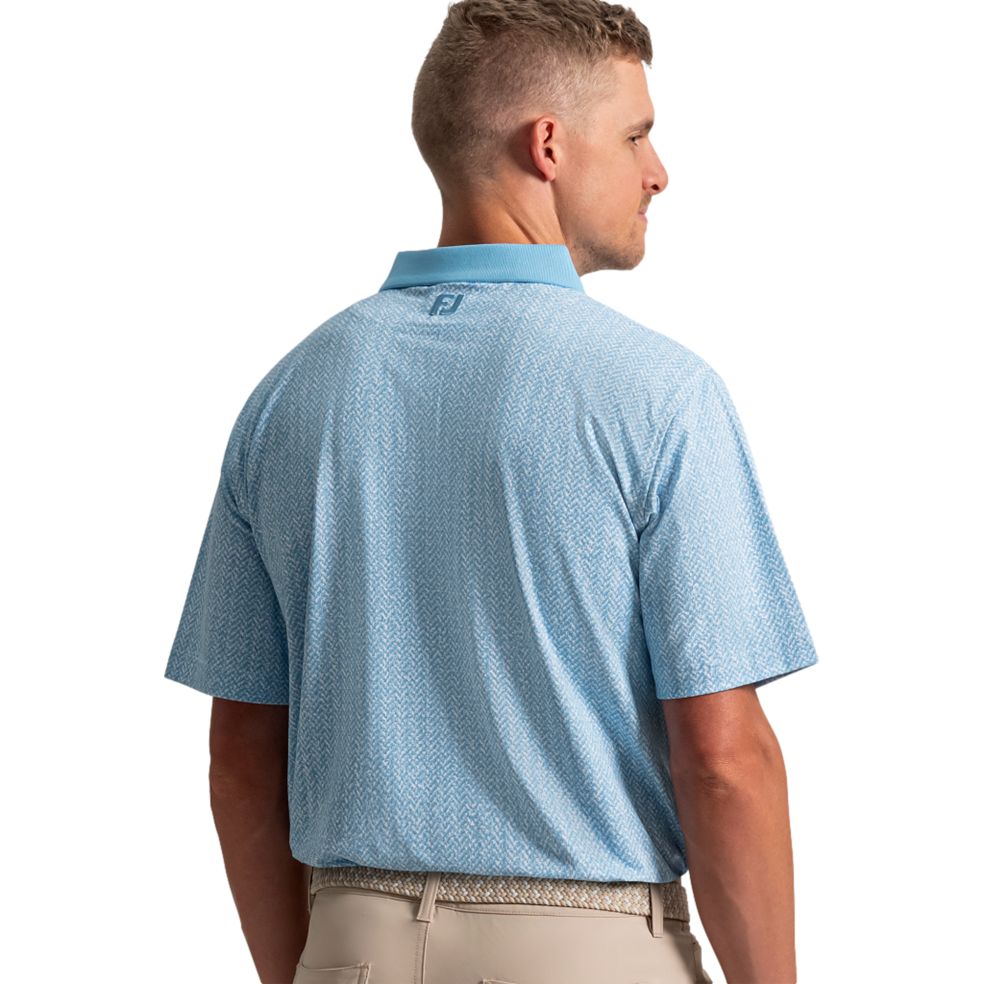 US Open Pique Herringbone Texture Print Men's Golf Polo Shirt