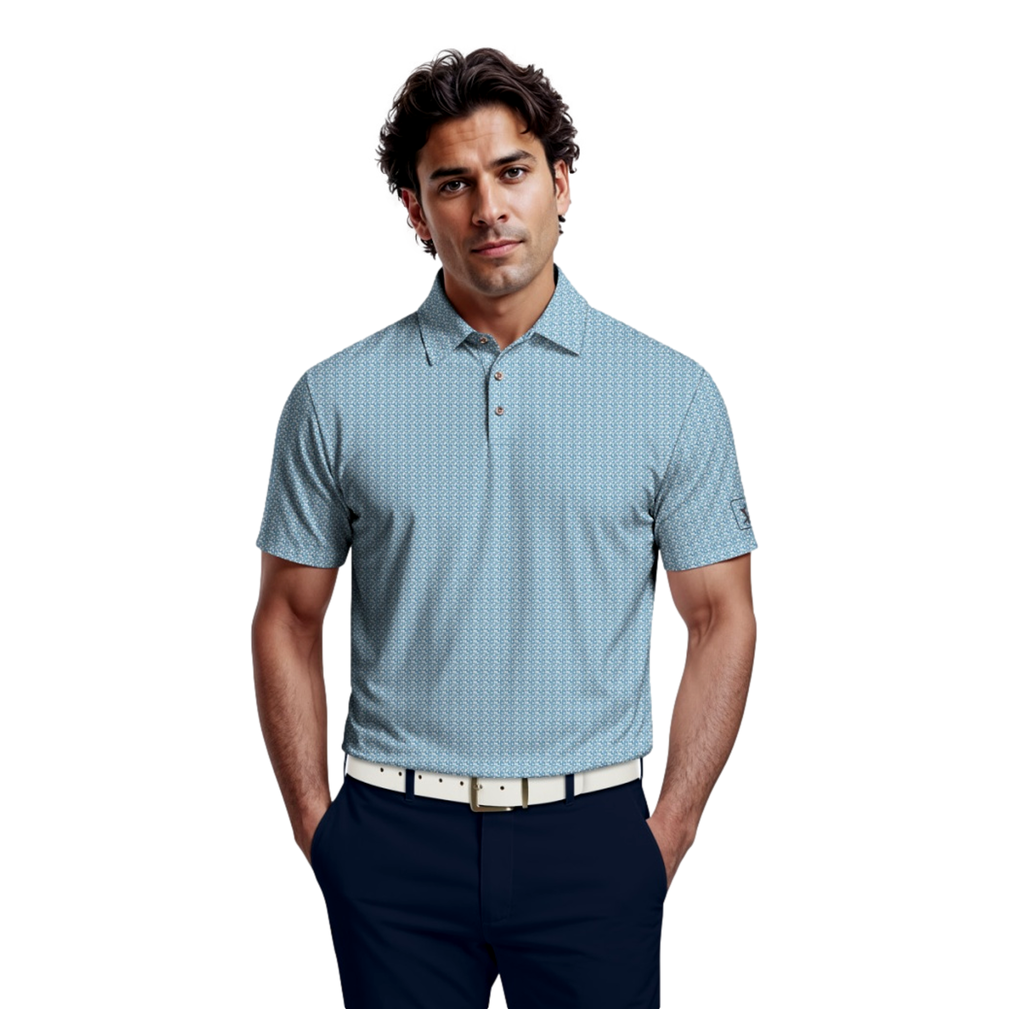 Golf Flag Geo Printed Men's Golf Polo Shirt
