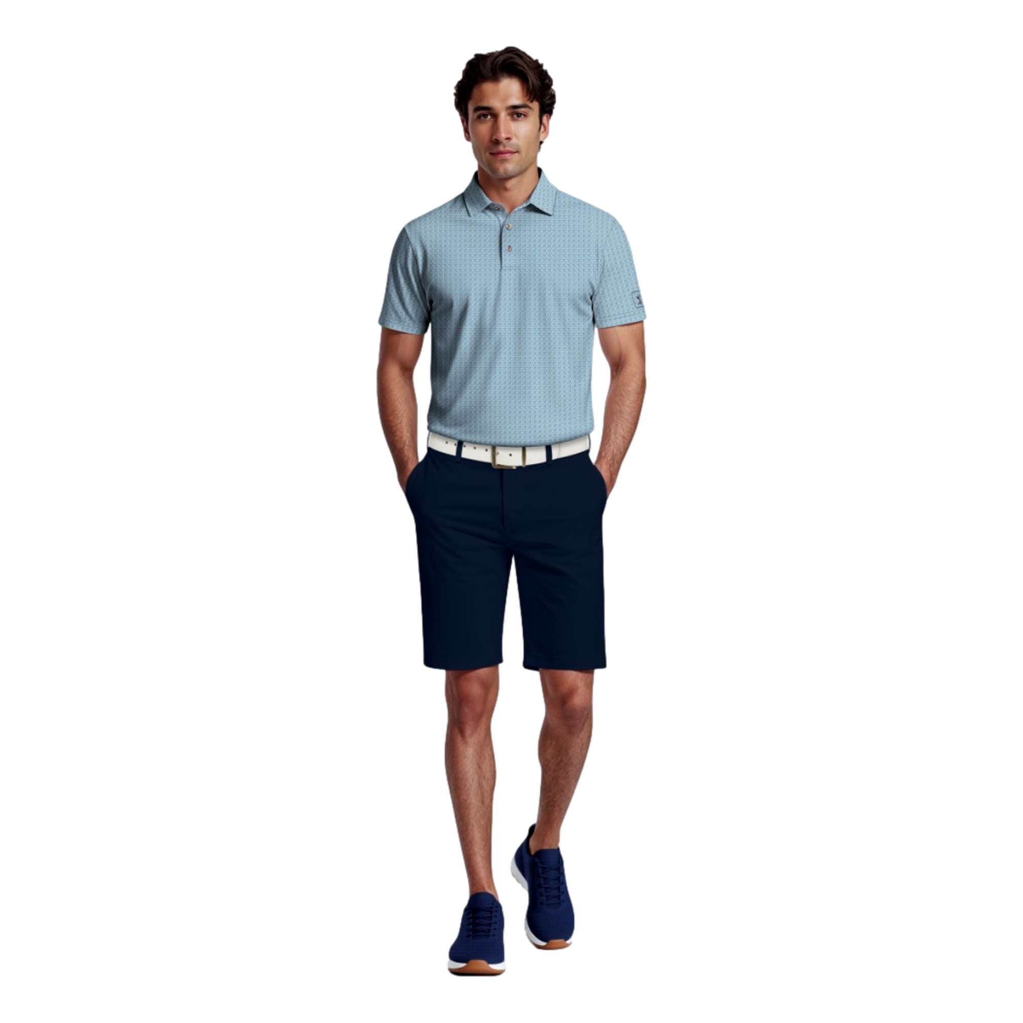 Golf Flag Geo Printed Men's Golf Polo Shirt