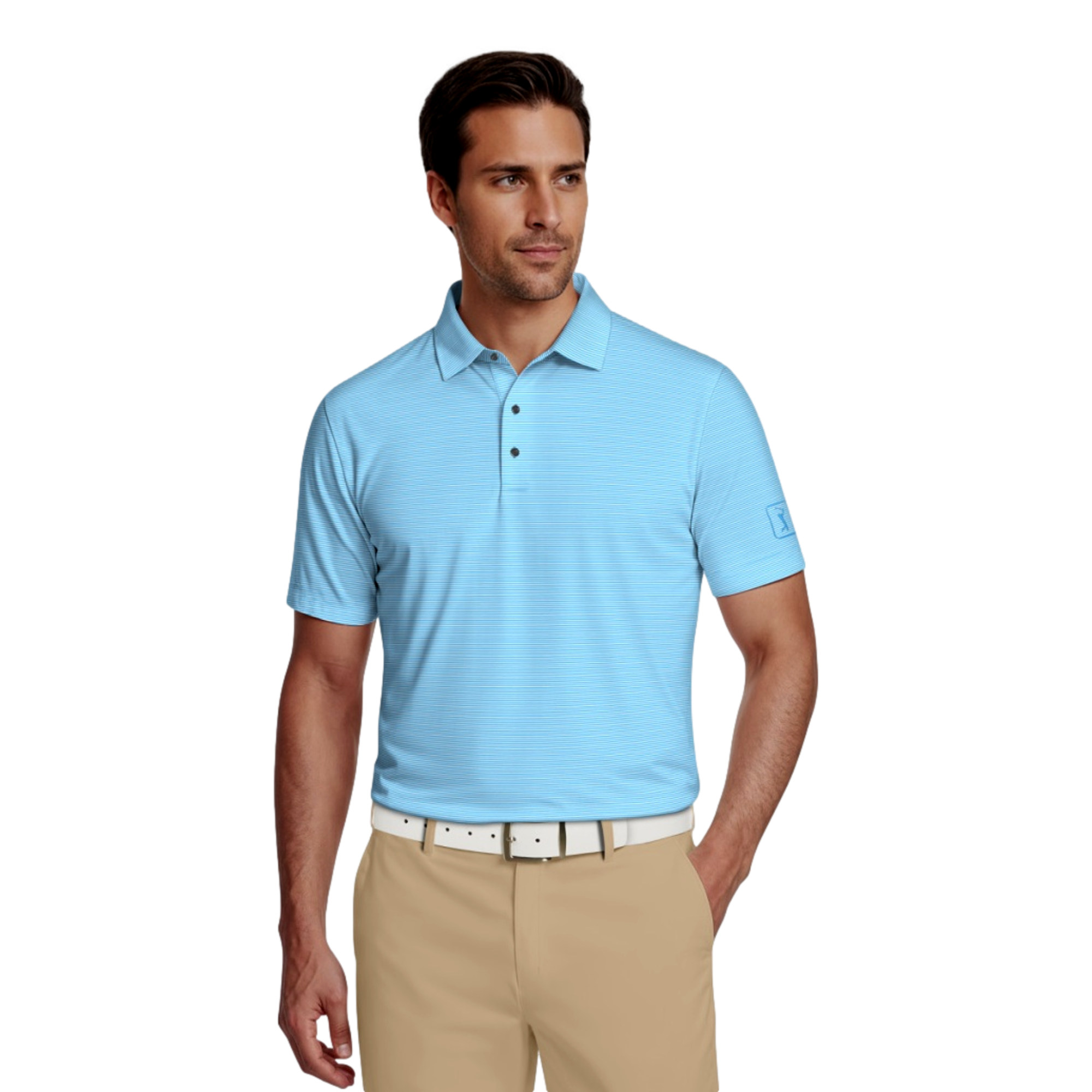 Cooling Stripe Men's Golf Polo Shirt