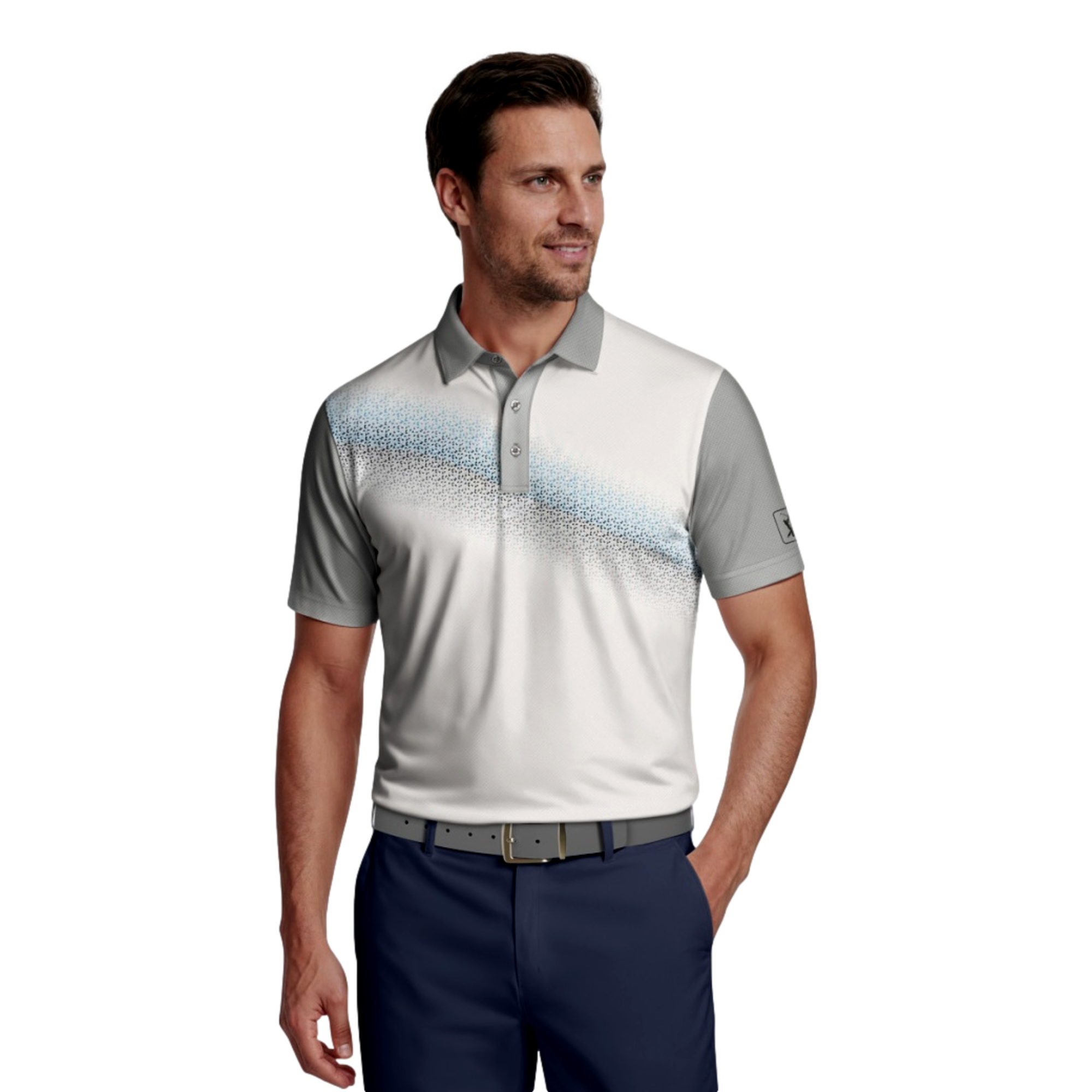 Asymmetric Energy Geo Block Men's Golf Polo Shirt