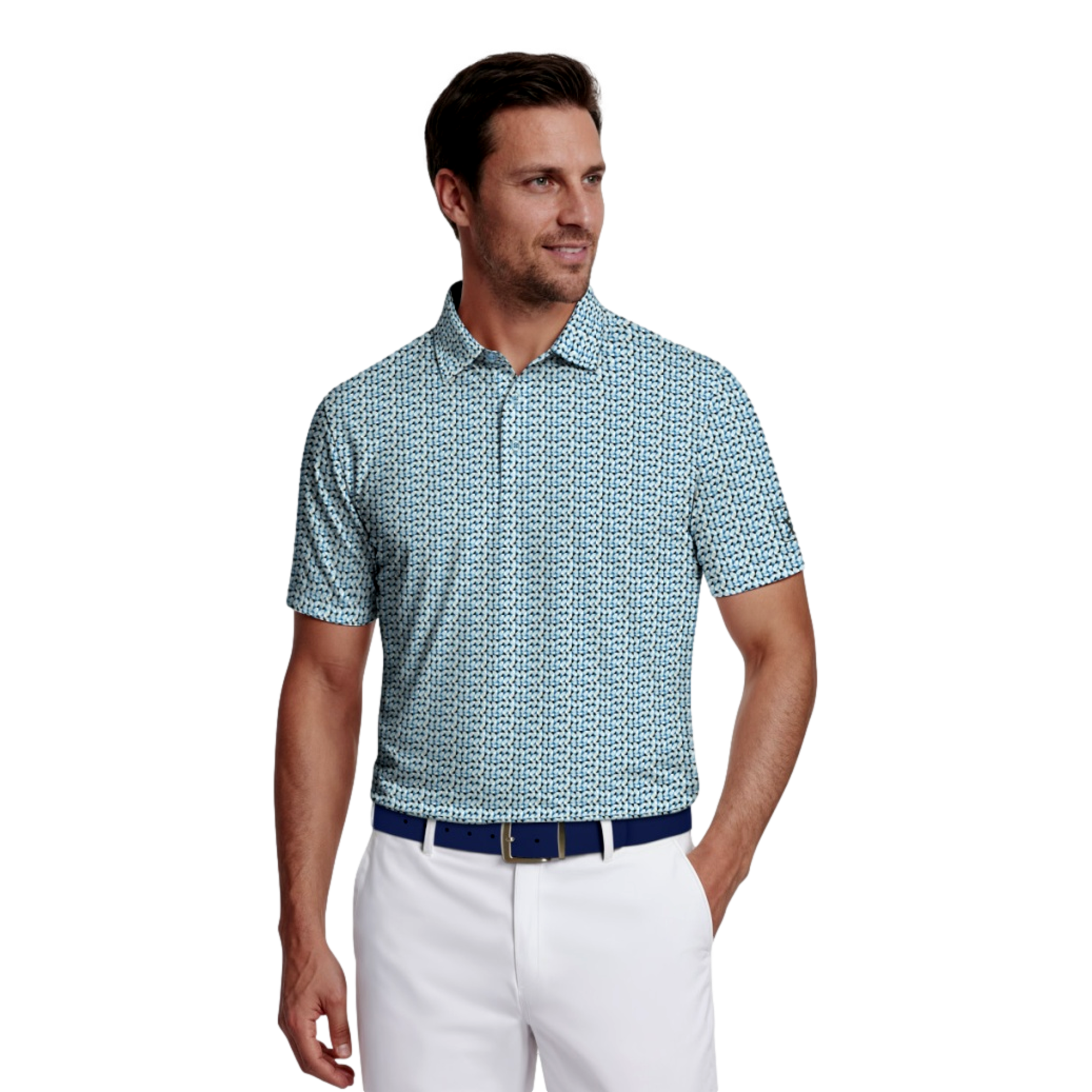 All Over Energized Geo Printed Men's Golf Polo Shirt