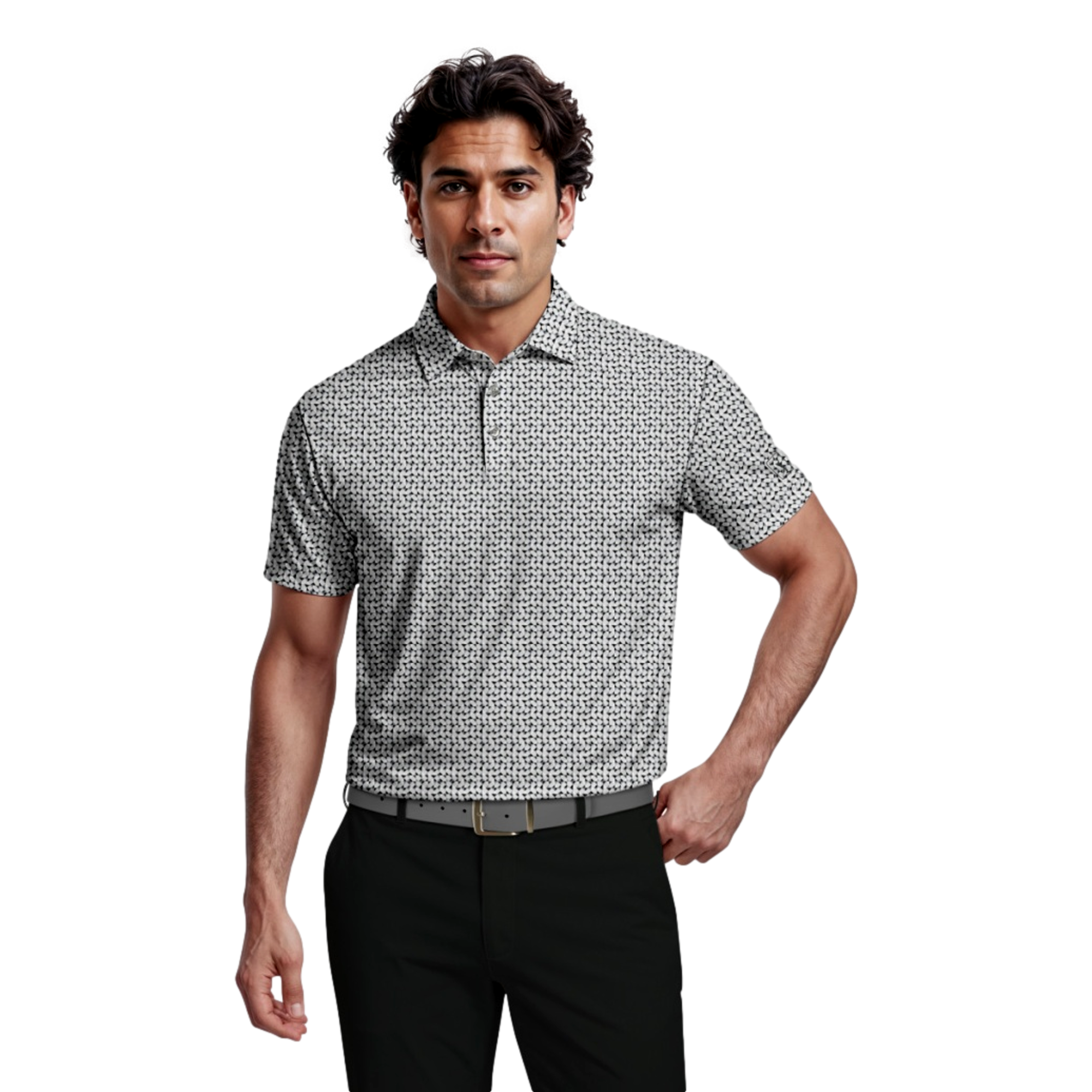 All Over Energized Geo Printed Men's Golf Polo Shirt