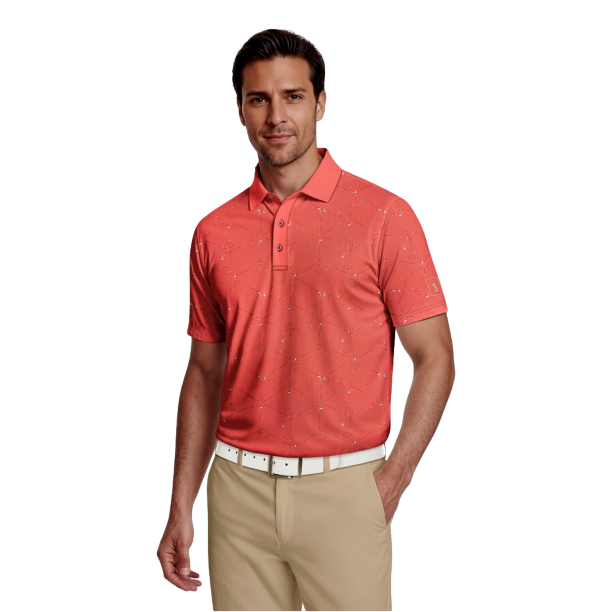 Technical Golf Novelty Print Men's Golf Polo Shirt