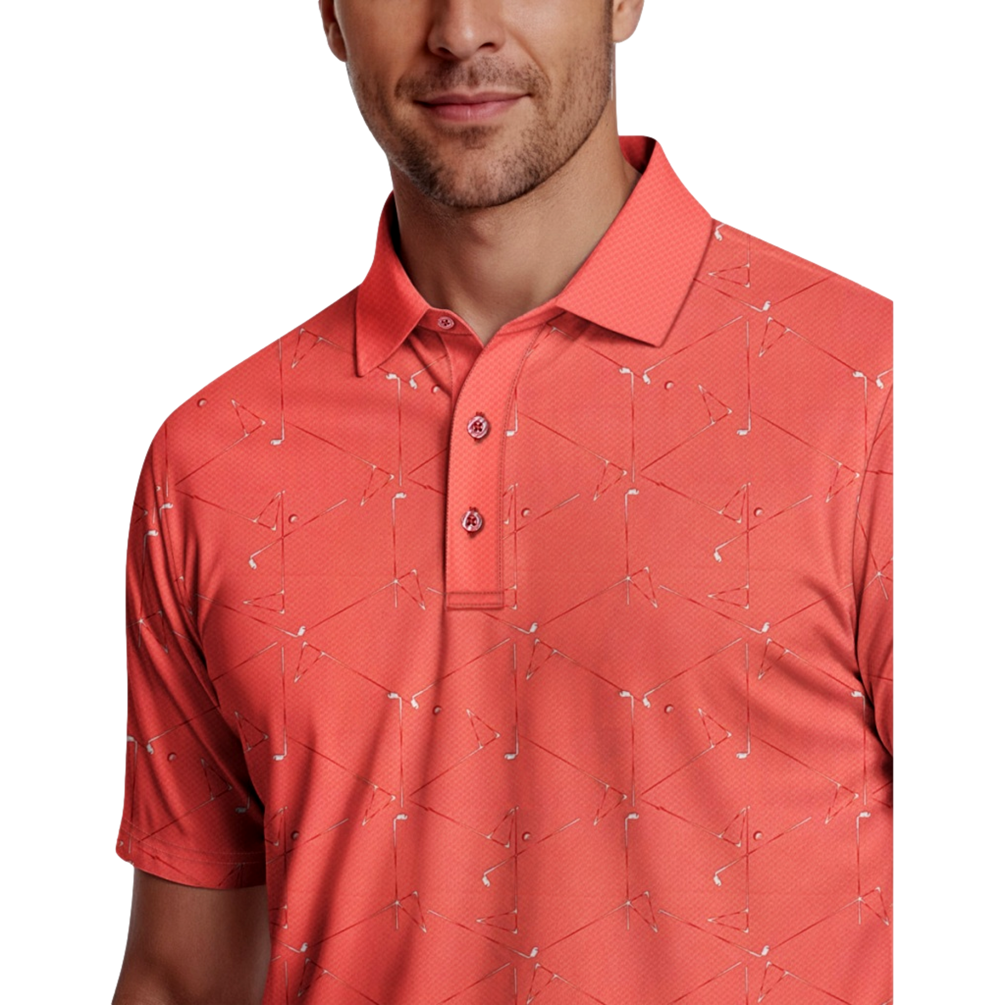 Technical Golf Novelty Print Men's Golf Polo Shirt