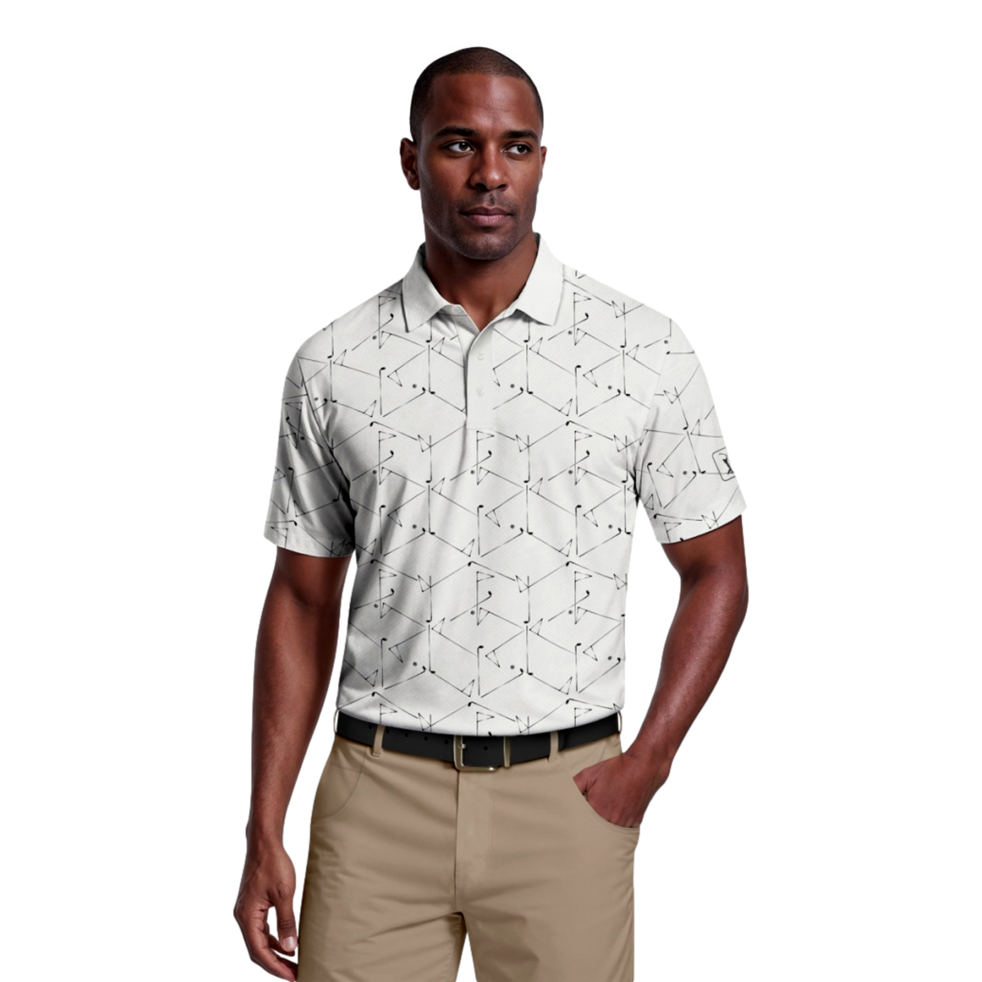 Technical Golf Novelty Print Men's Golf Polo Shirt