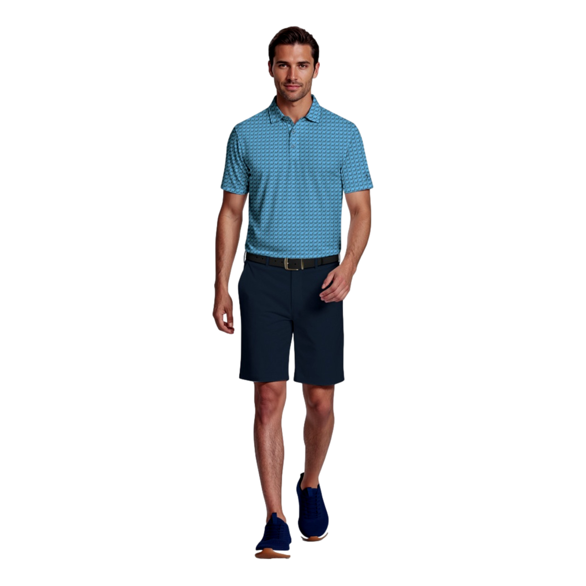 All Over Geometric Cocktail Print Men's Golf Polo Shirt