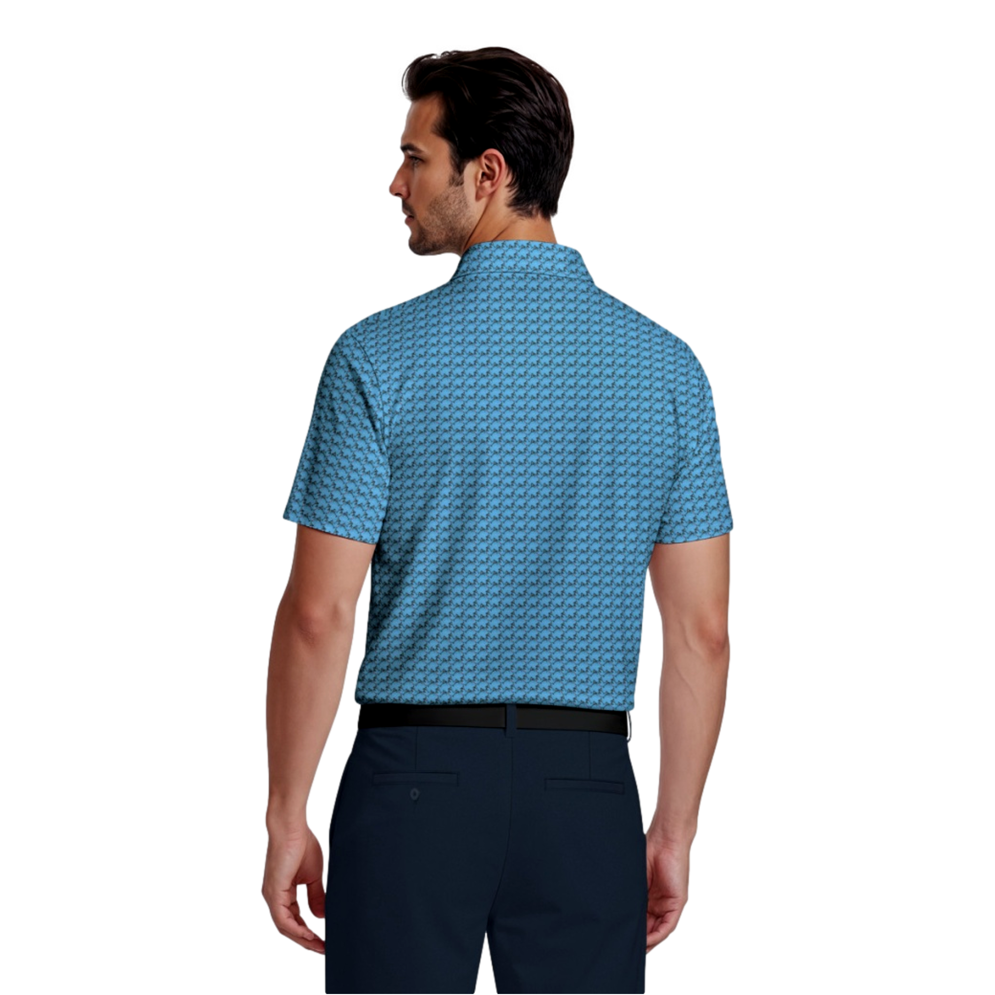 All Over Geometric Cocktail Print Men's Golf Polo Shirt