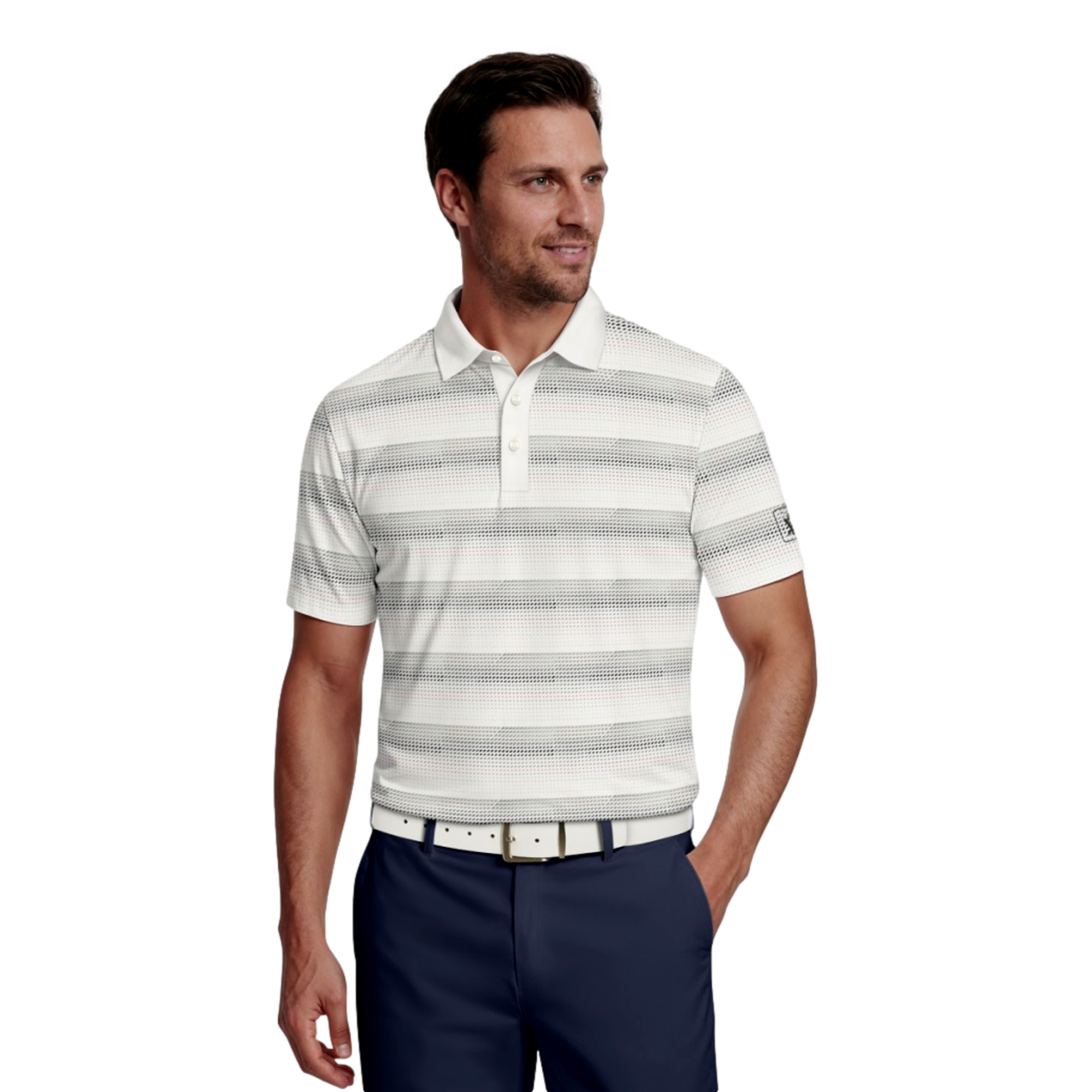 All Over Energy Geo Stripe Men's Golf Polo Shirt