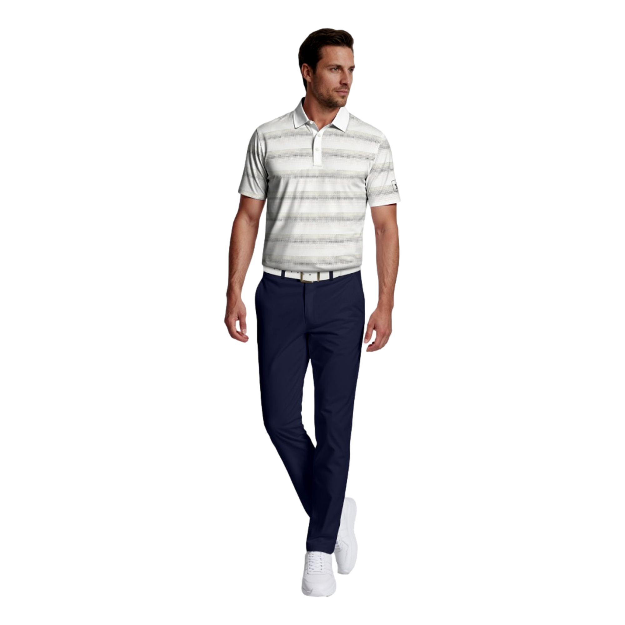 All Over Energy Geo Stripe Men's Golf Polo Shirt