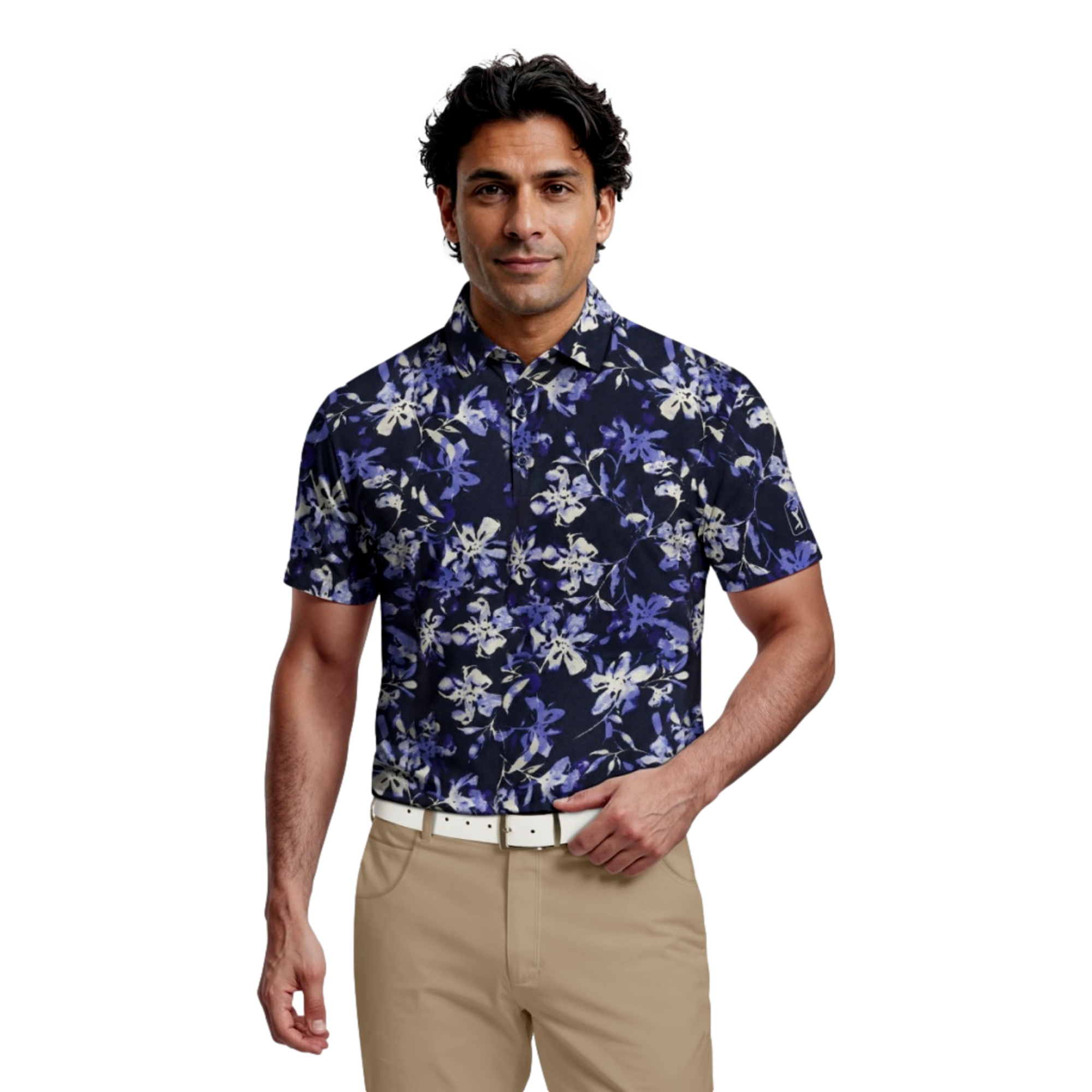 All Over Tie Dye Floral Print Men's Golf Polo Shirt