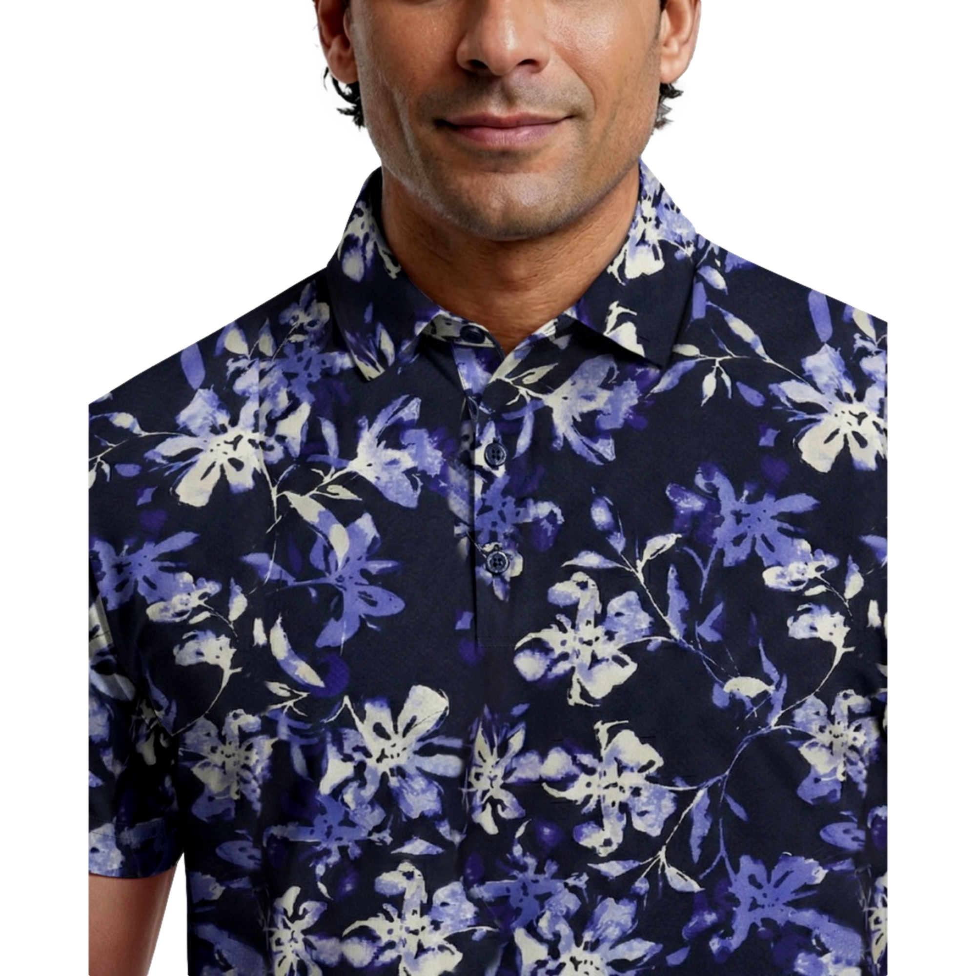 All Over Tie Dye Floral Print Men's Golf Polo Shirt