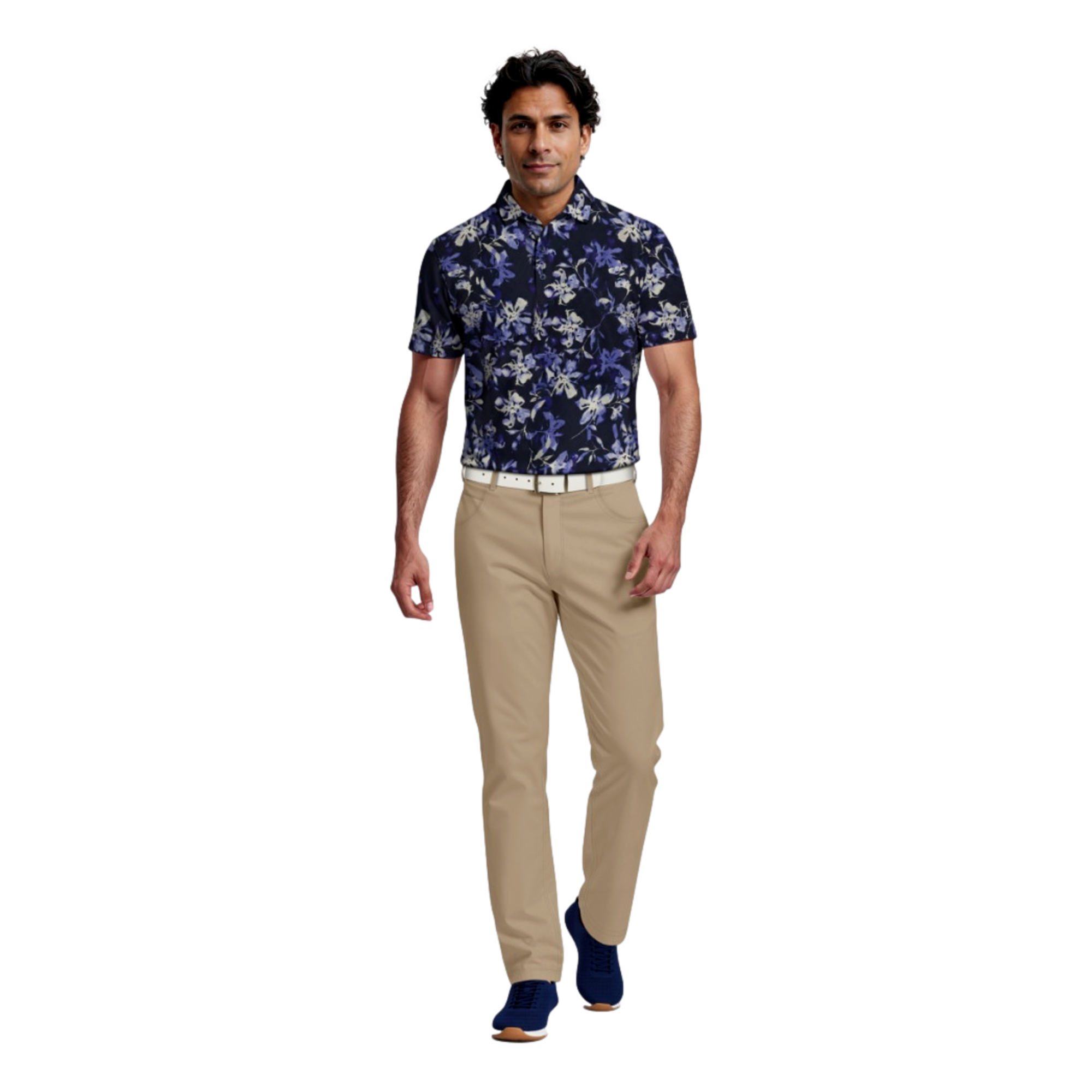 All Over Tie Dye Floral Print Men's Golf Polo Shirt