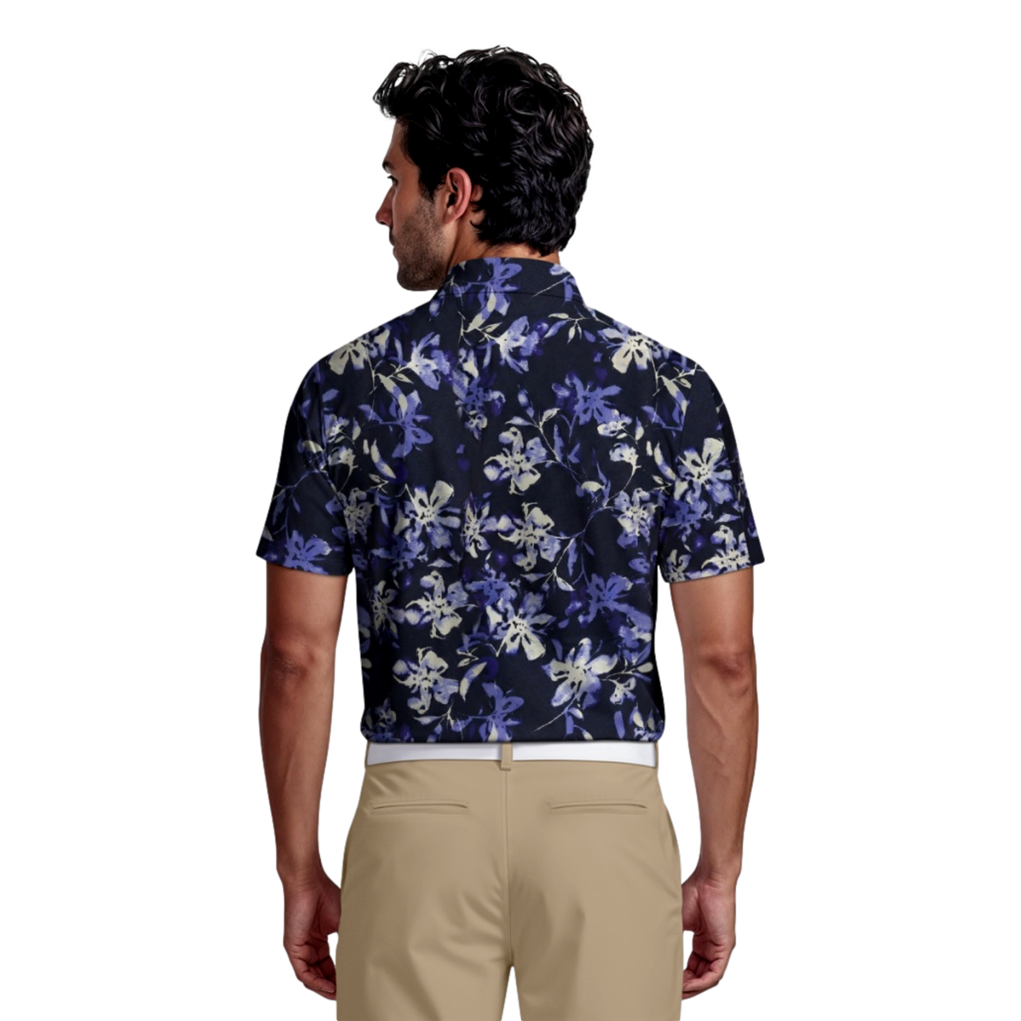 All Over Tie Dye Floral Print Men's Golf Polo Shirt