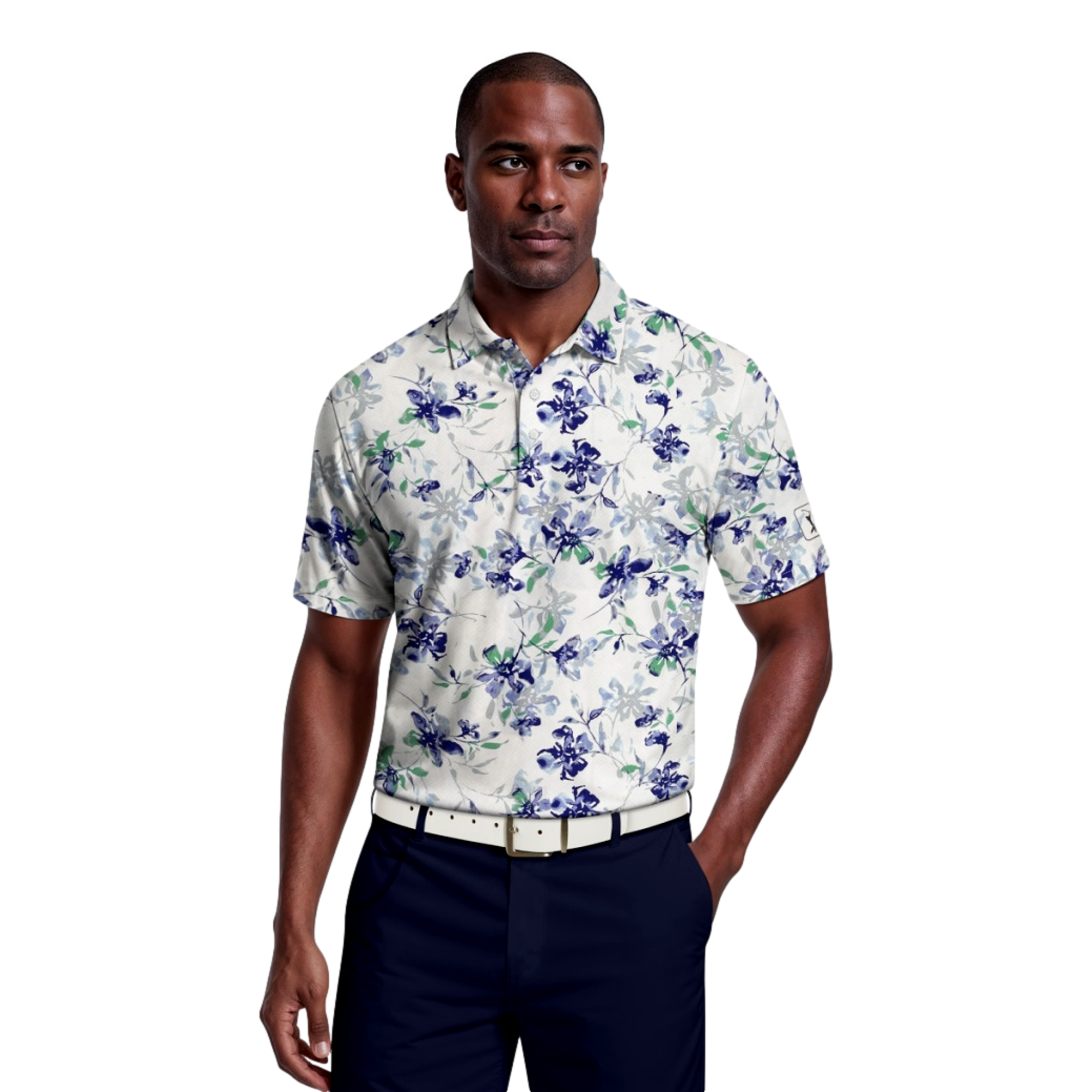 All Over Tie Dye Floral Print Men's Golf Polo Shirt