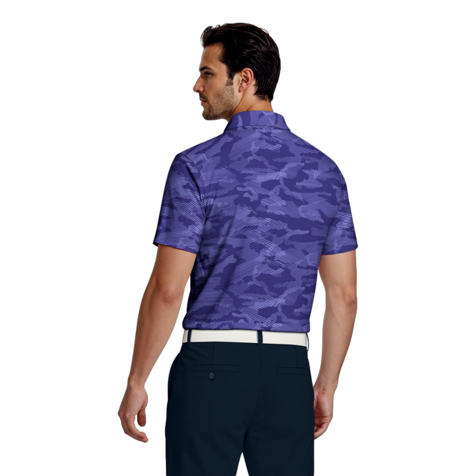 All Over Textured Camo Print Men's Golf Polo Shirt