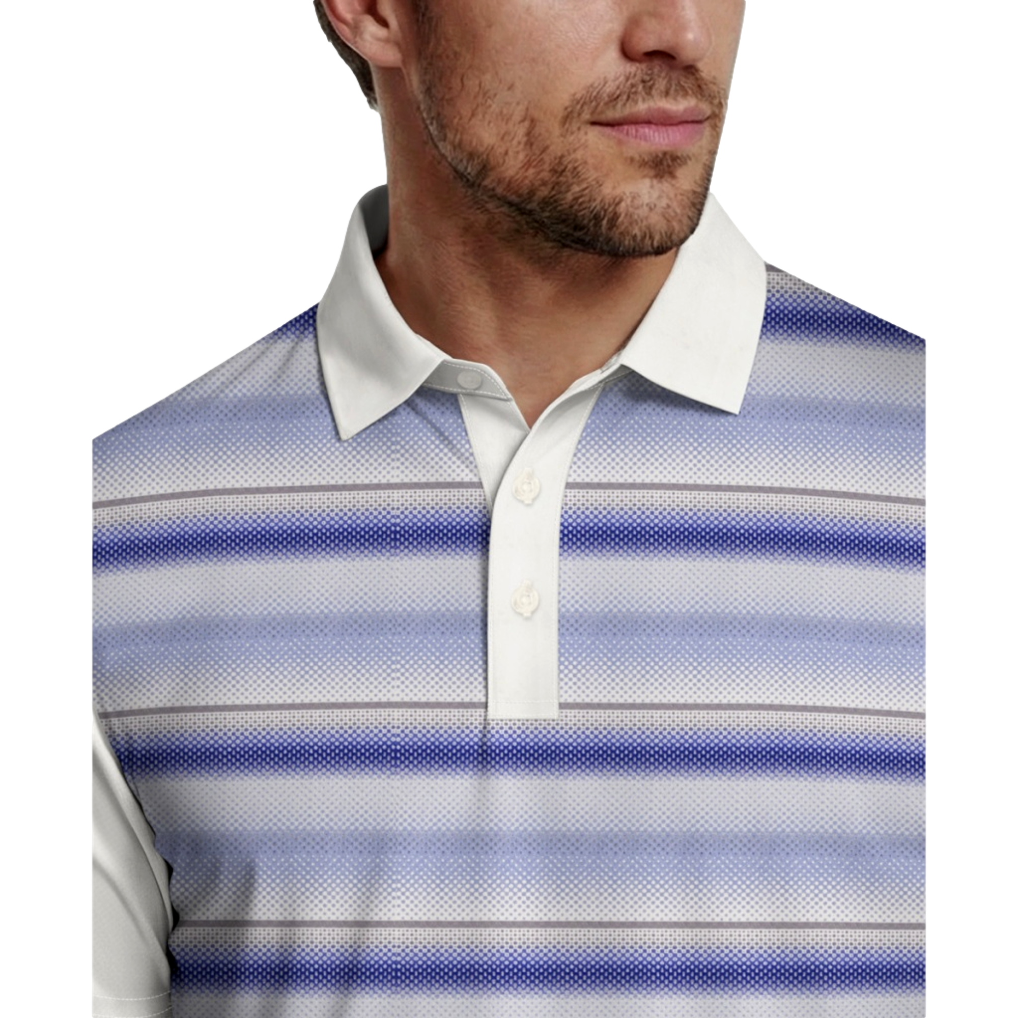 Color Block Ombre Striped Men's Golf Polo Shirt