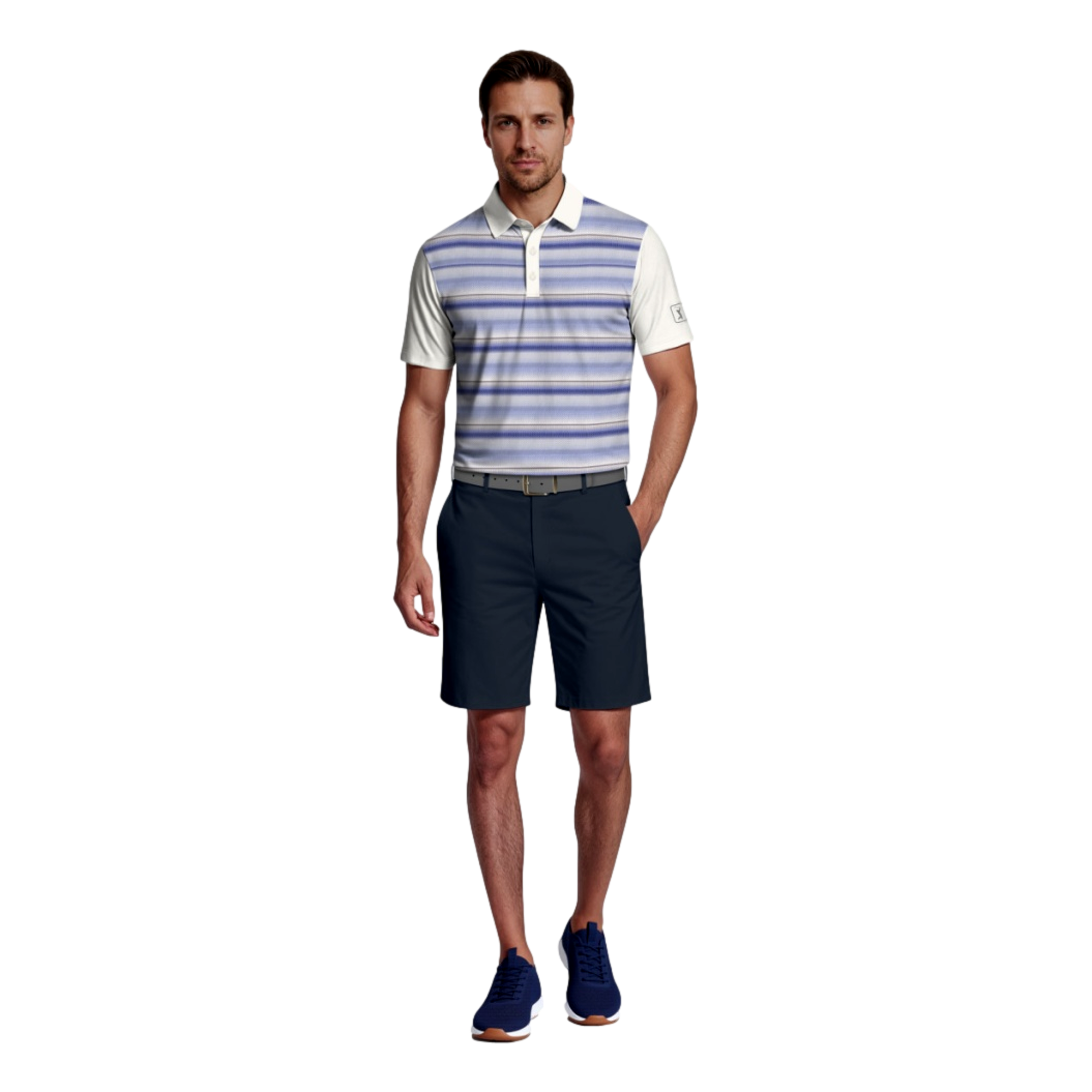 Color Block Ombre Striped Men's Golf Polo Shirt