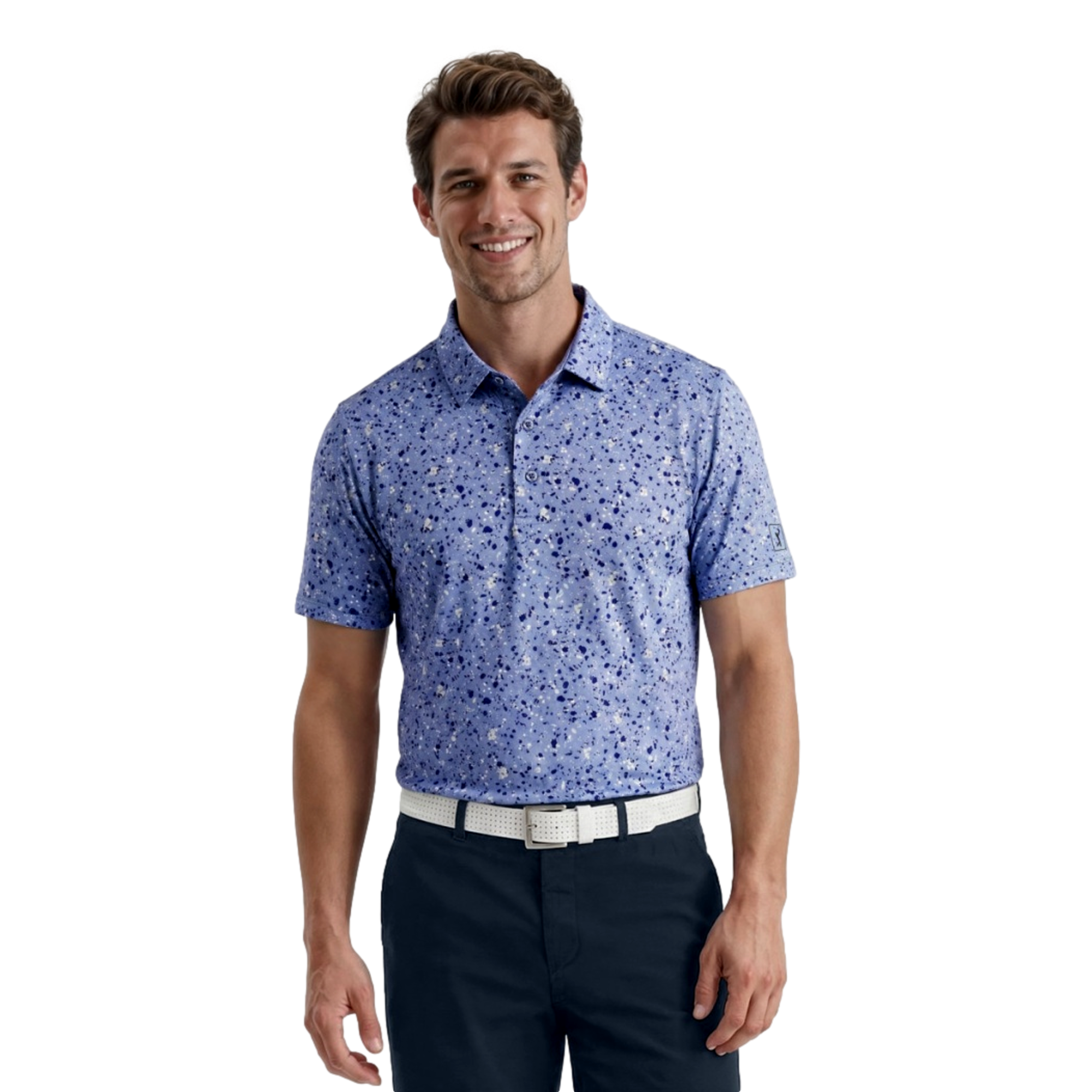 Abstract Confetti Printed Men's Golf Polo Shirt