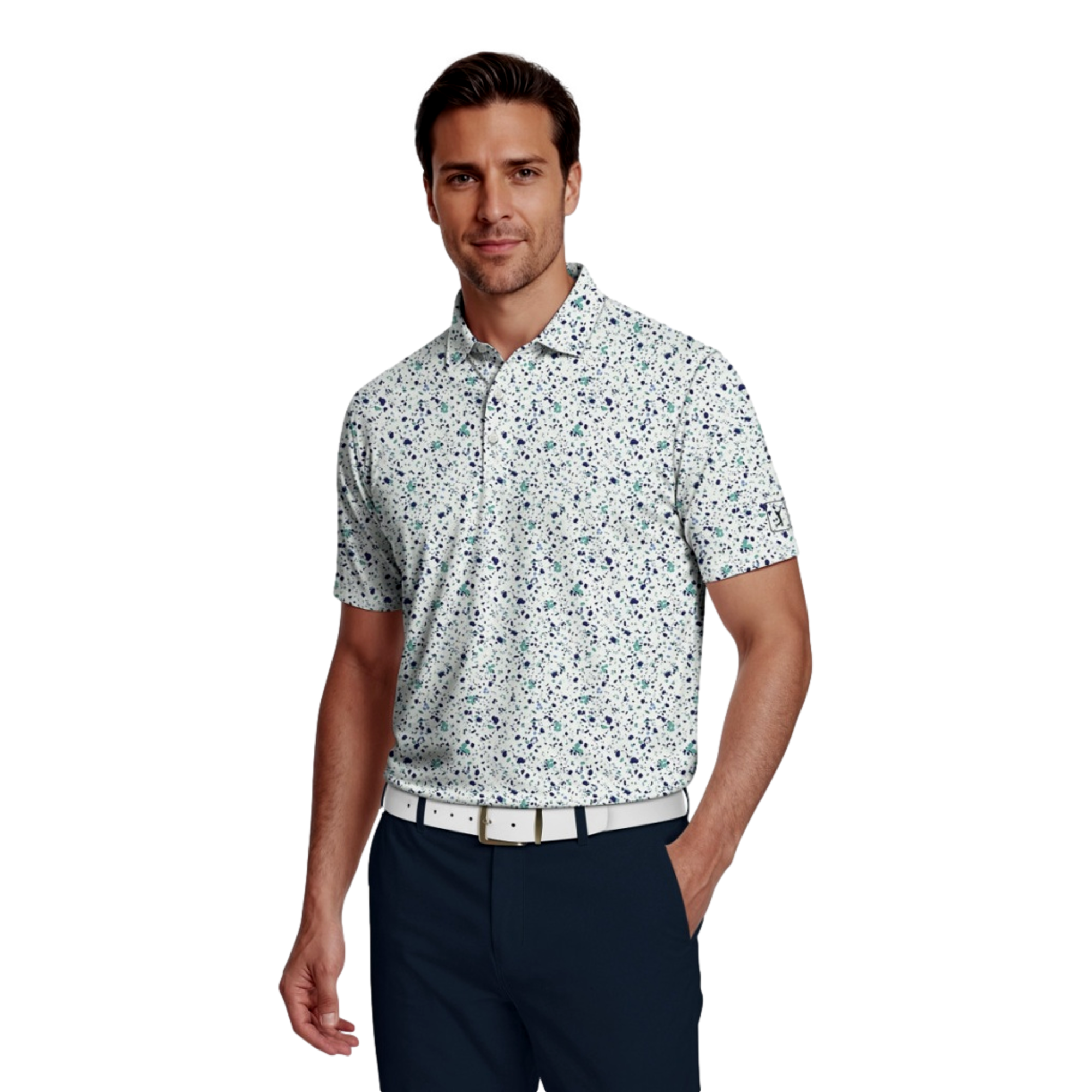 Abstract Confetti Printed Men's Golf Polo Shirt