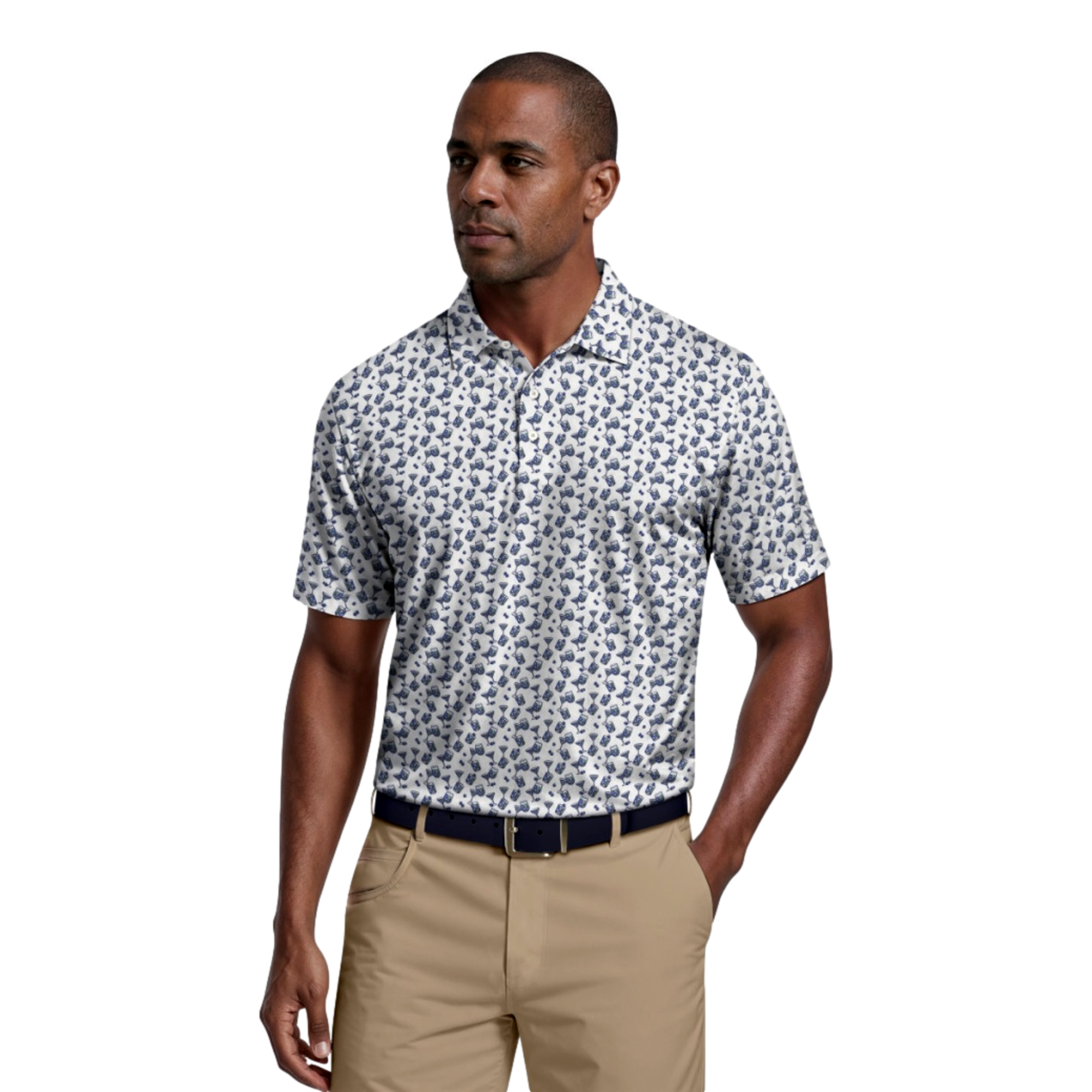 All Over Ombre Cocktail Print Men's Golf Polo Shirt