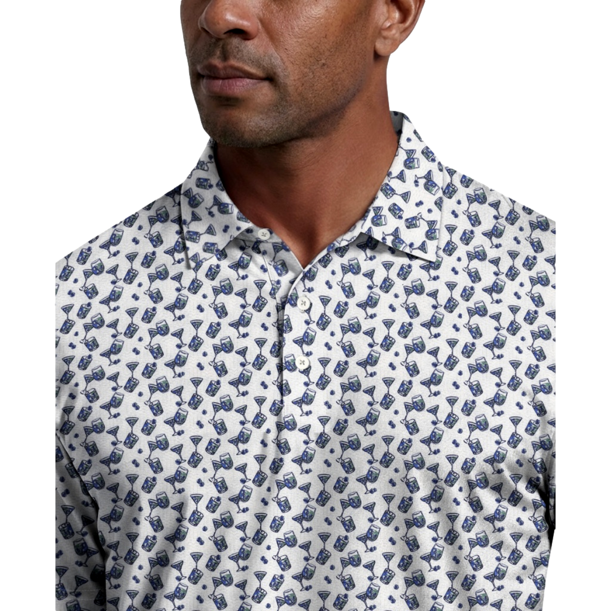 All Over Ombre Cocktail Print Men's Golf Polo Shirt