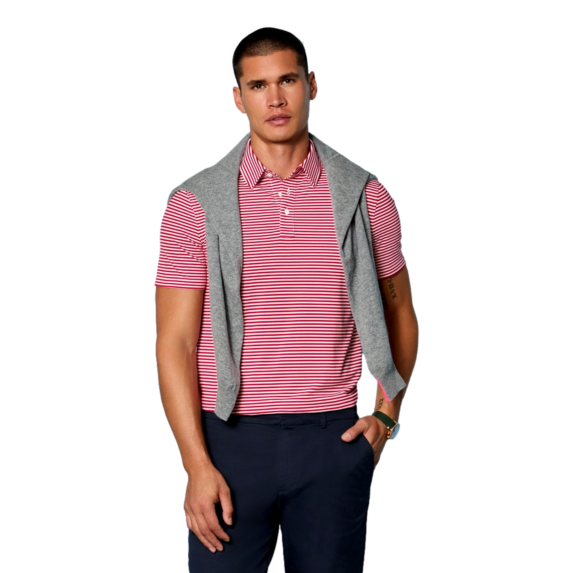 AllPlay Striped Stretch Knit Men's Golf Polo Shirt