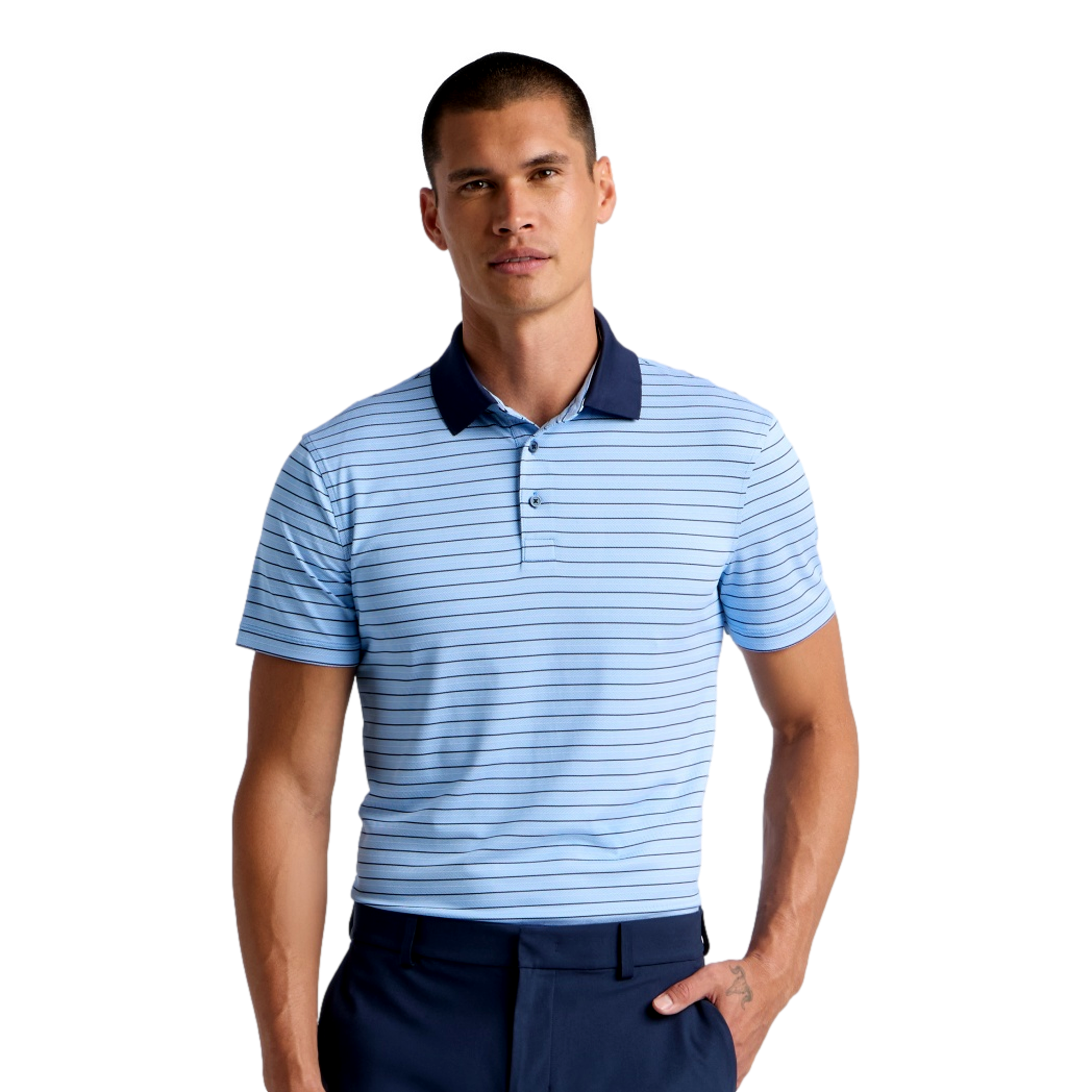 Herringbone Striped Tech Jersey Men's Golf Polo Shirt