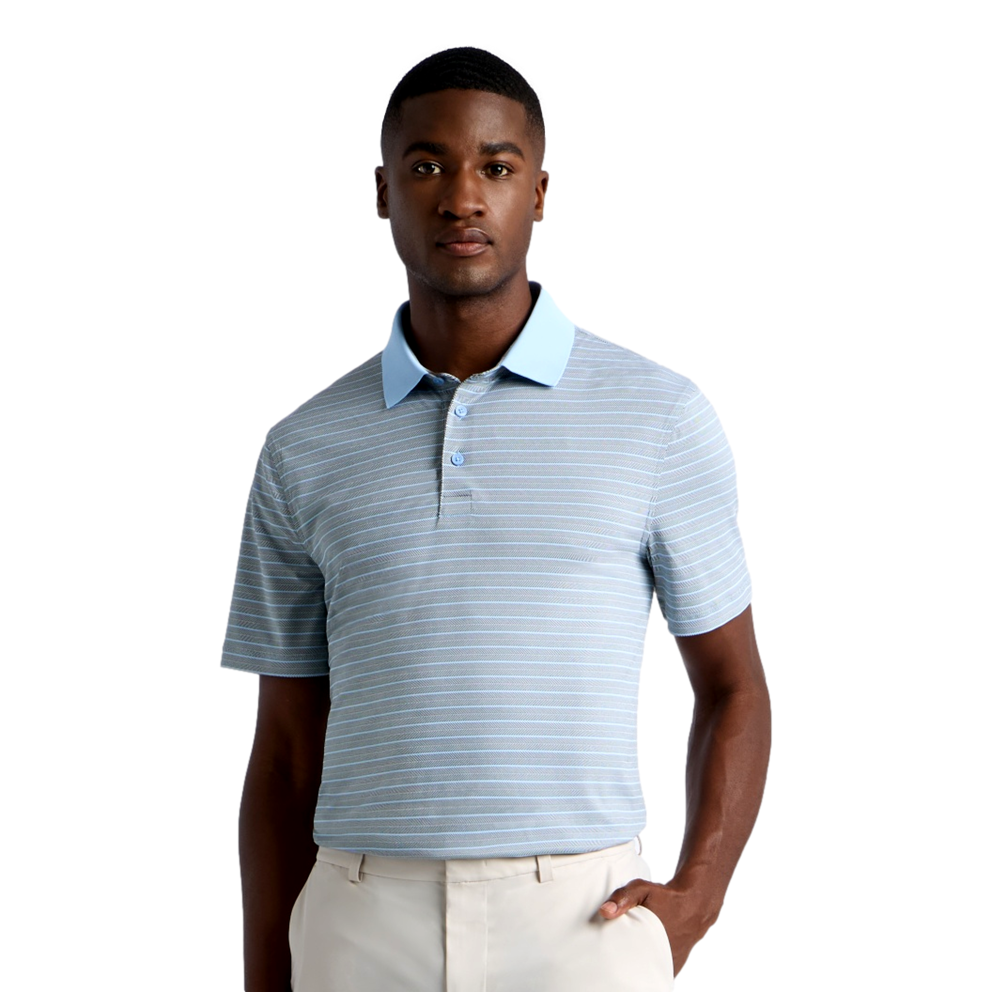 Herringbone Stripe Tech Jersey Men's Golf Polo Shirt