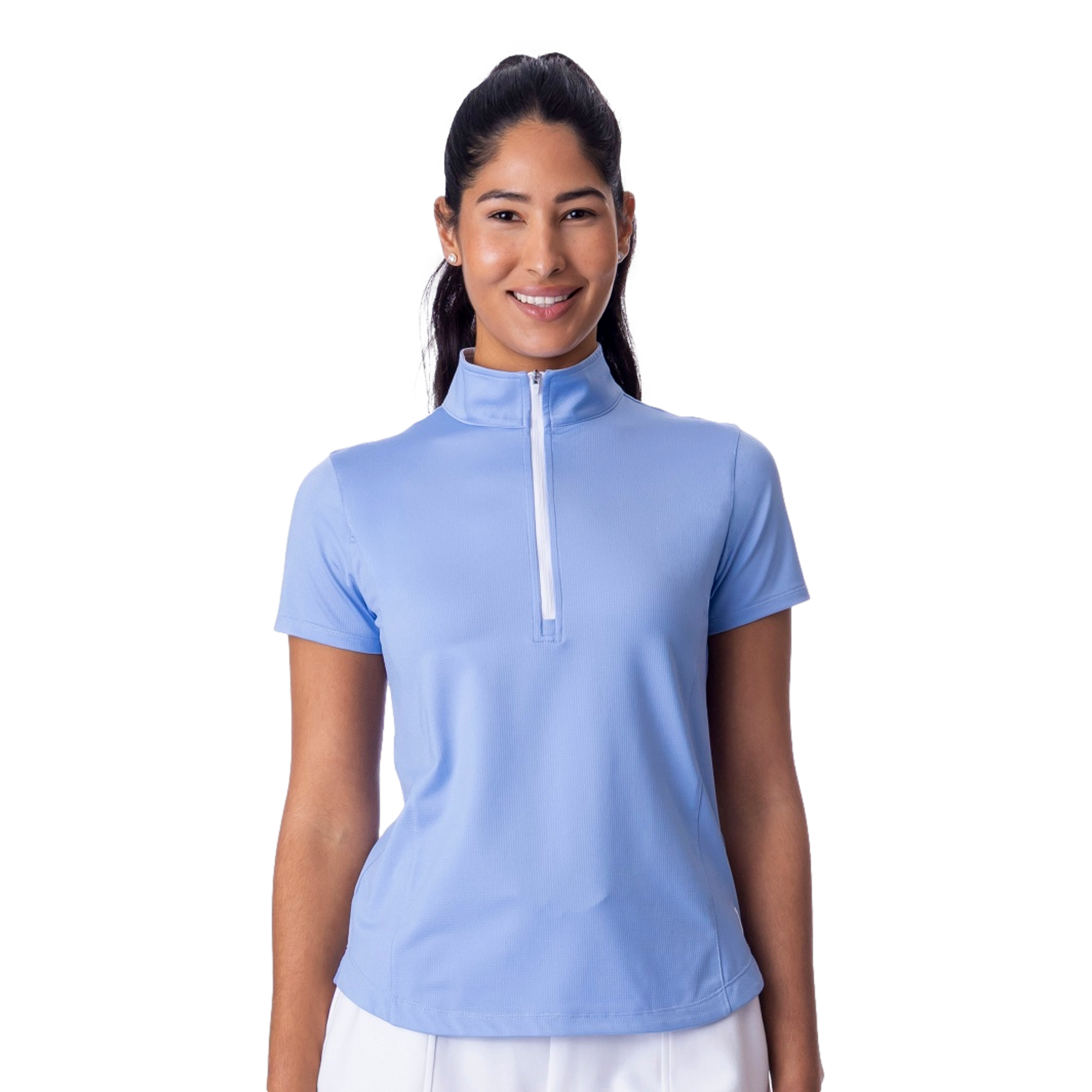 Abbey Jaquard Zip Women's Short Sleeve Golf Top