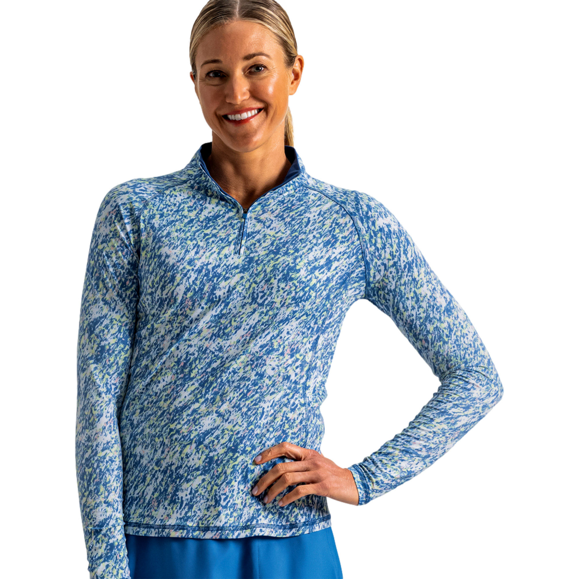 Splatter Print Sun Protection Women's Golf Quarter Zip