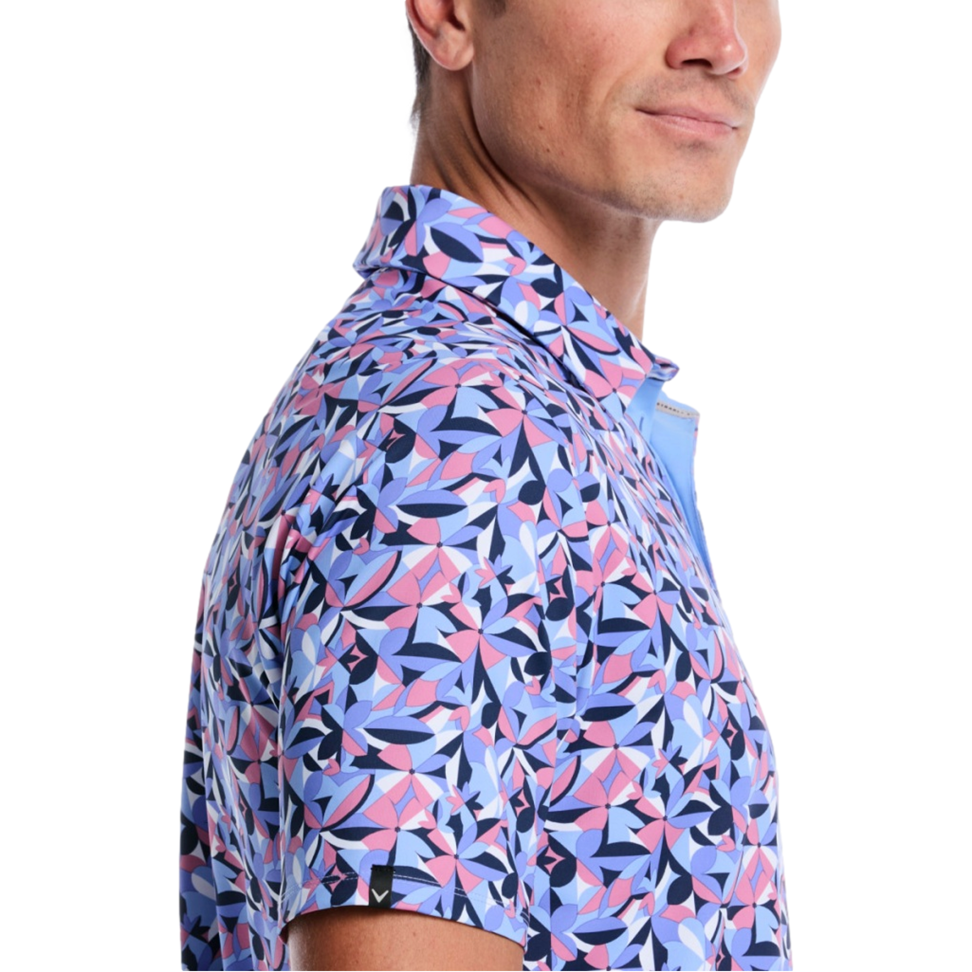 Dogwood Floral Geo Print Men's Golf  Polo Shirt