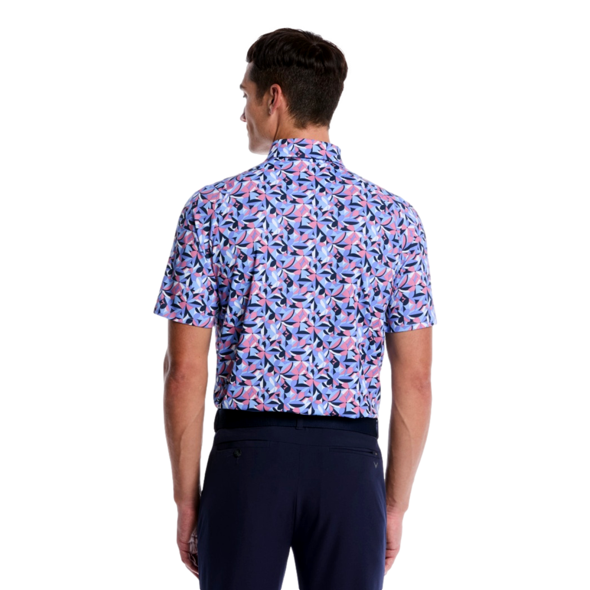 Dogwood Floral Geo Print Men's Golf  Polo Shirt