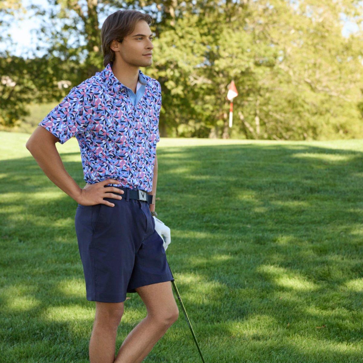 Dogwood Floral Geo Print Men's Golf  Polo Shirt