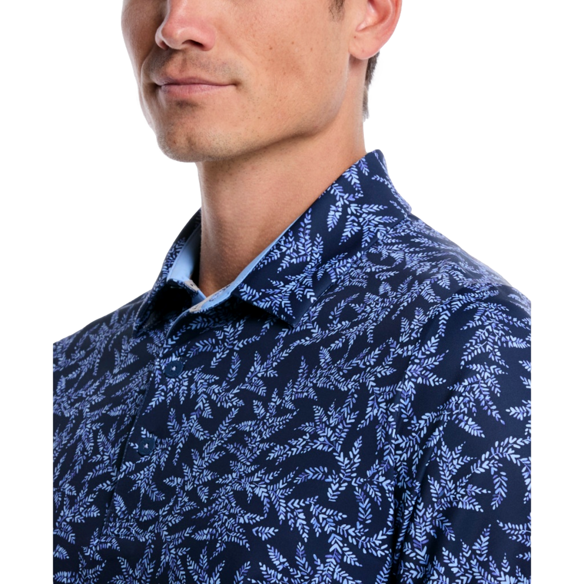 Chevron Botanical Print Men's Golf  Polo Shirt